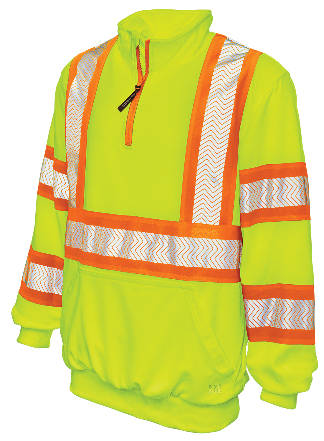 Tough Duck SJ19 High Visibility Quarter Zip Pullover - Durable Workwear for Construction & Outdoor Safety