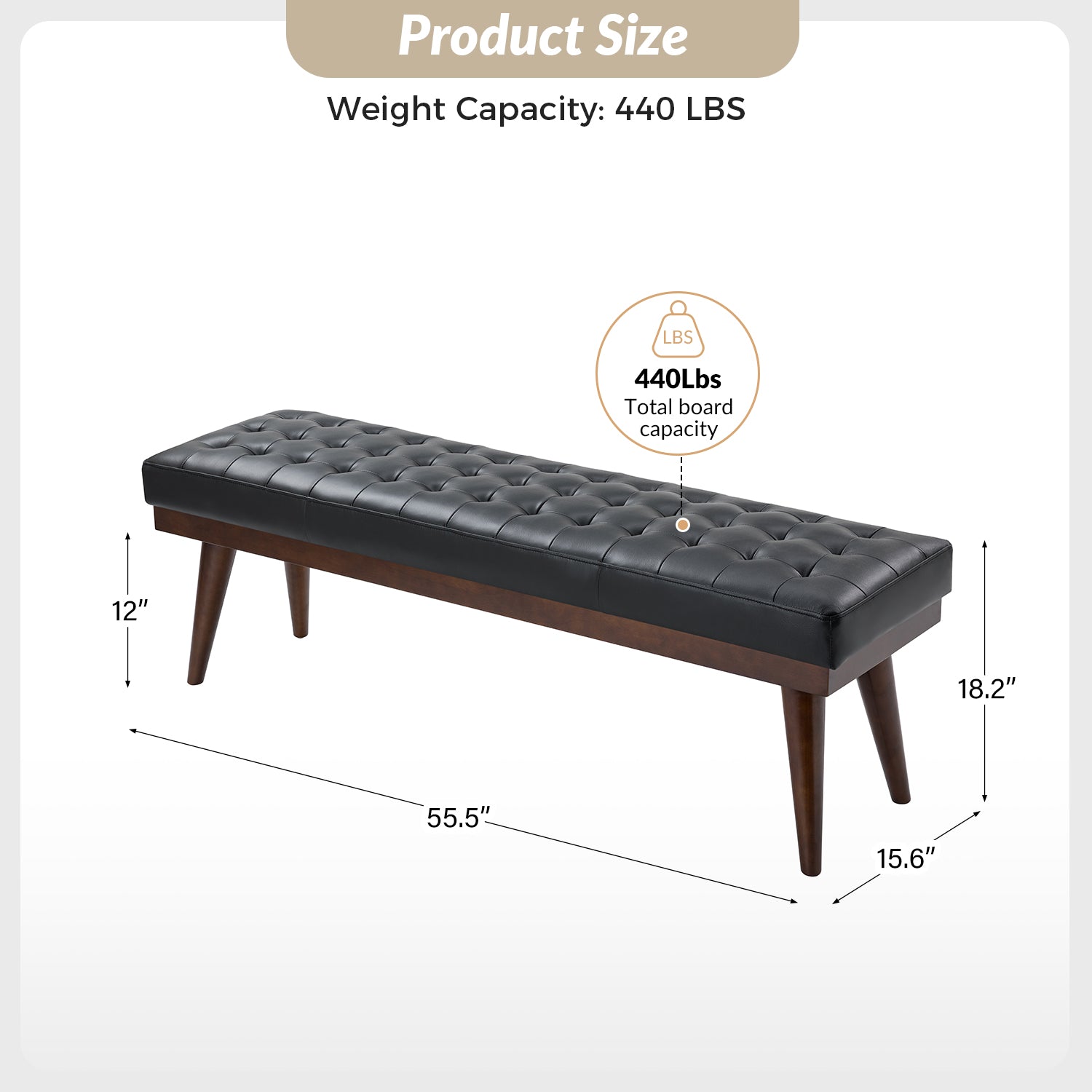 Emilio Mid Century Modern Multifunctional Design Bench - Entryway, Living Room & Bedroom Storage Furniture for Home Decor
