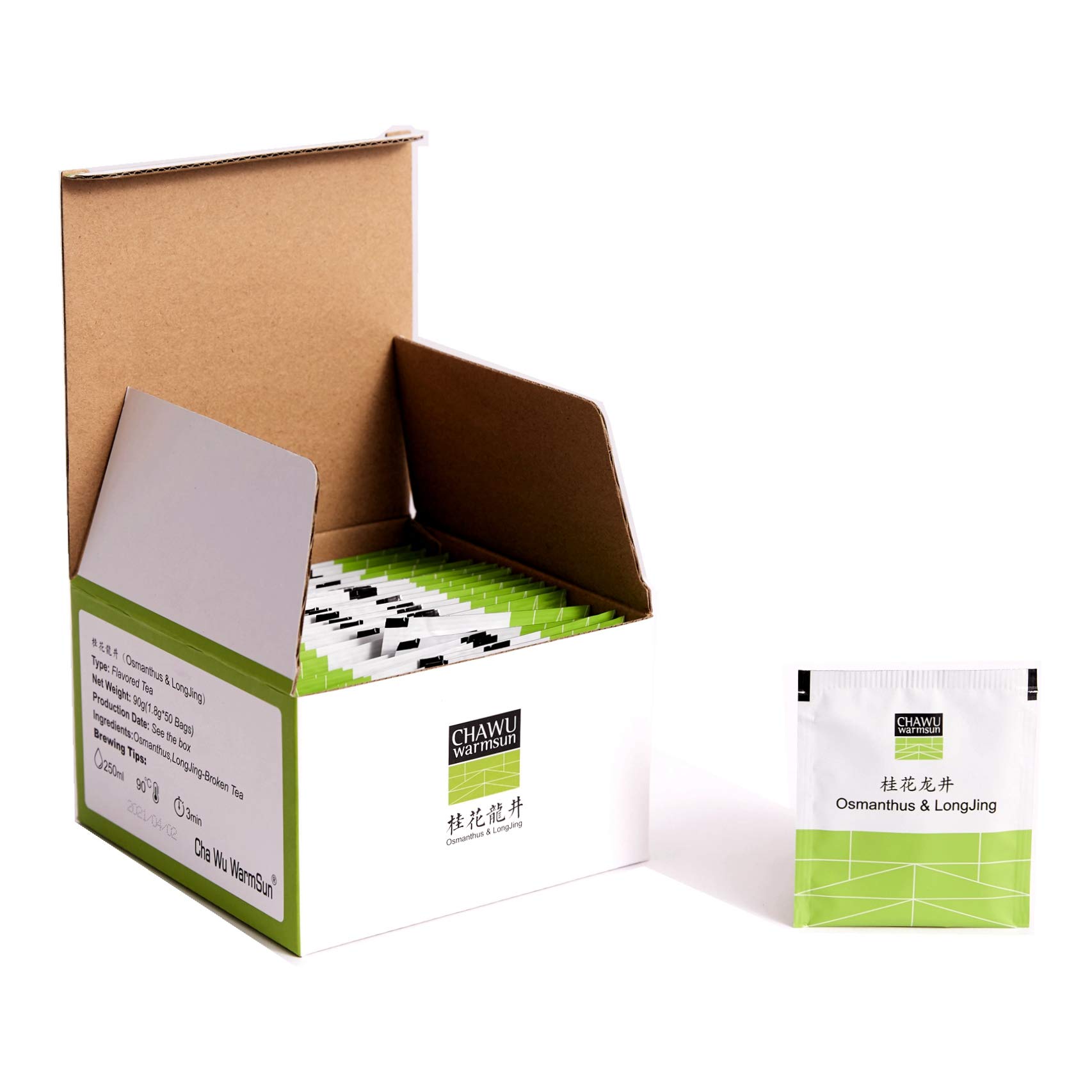 Premium Osmanthus & Longjing Green Tea Bags - 50 Count, Natural Floral Infusion with Broken Tea Leaves | Perfect for Relaxation, Office Break or After-Meal Refreshment