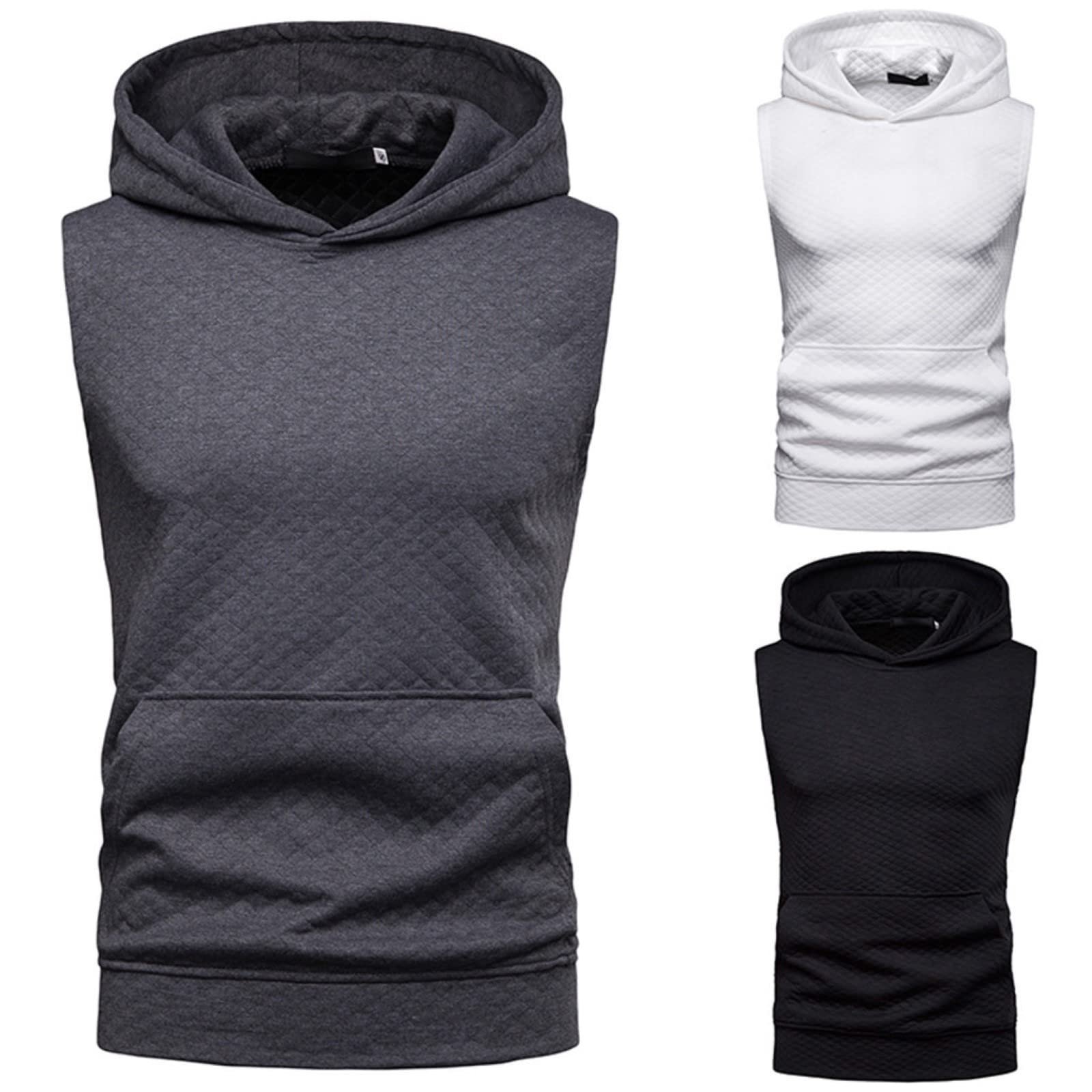 Men's Casual Plaid Hooded Tank Top - Sleeveless Fitness Vest with Pocket - Breathable Workout Shirt for Gym, Running & Outdoor Activities