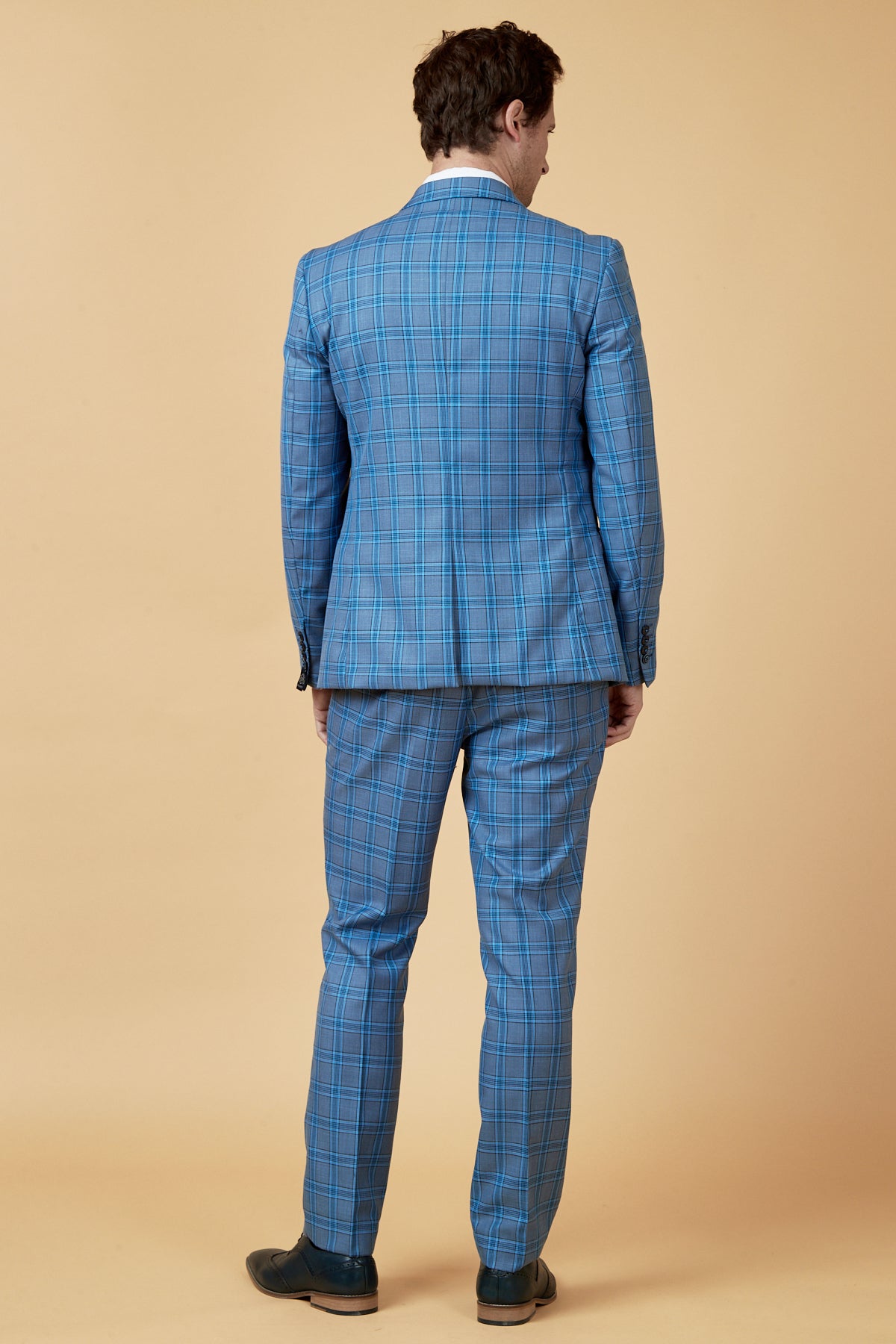 JOSE Sky Blue Check Three Piece Suit for Men - Premium Formal Wear for Weddings, Business Meetings & Special Occasions
