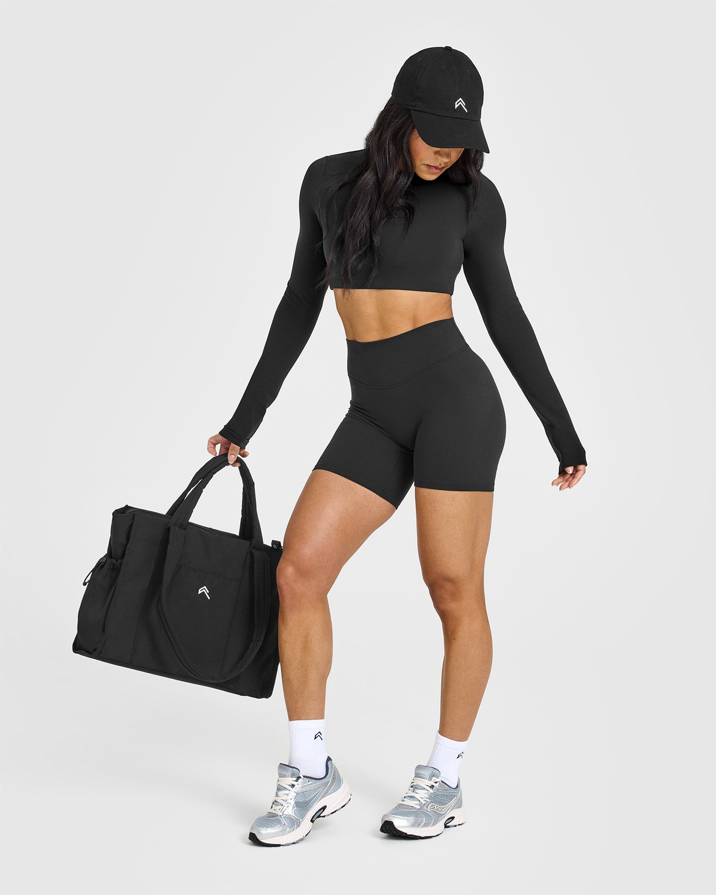 SoftMotion™ Long Sleeve Crop Top for Women - Stretchy Comfort Fit Soft Black Shirt | Perfect for Yoga, Workouts & Casual Wear