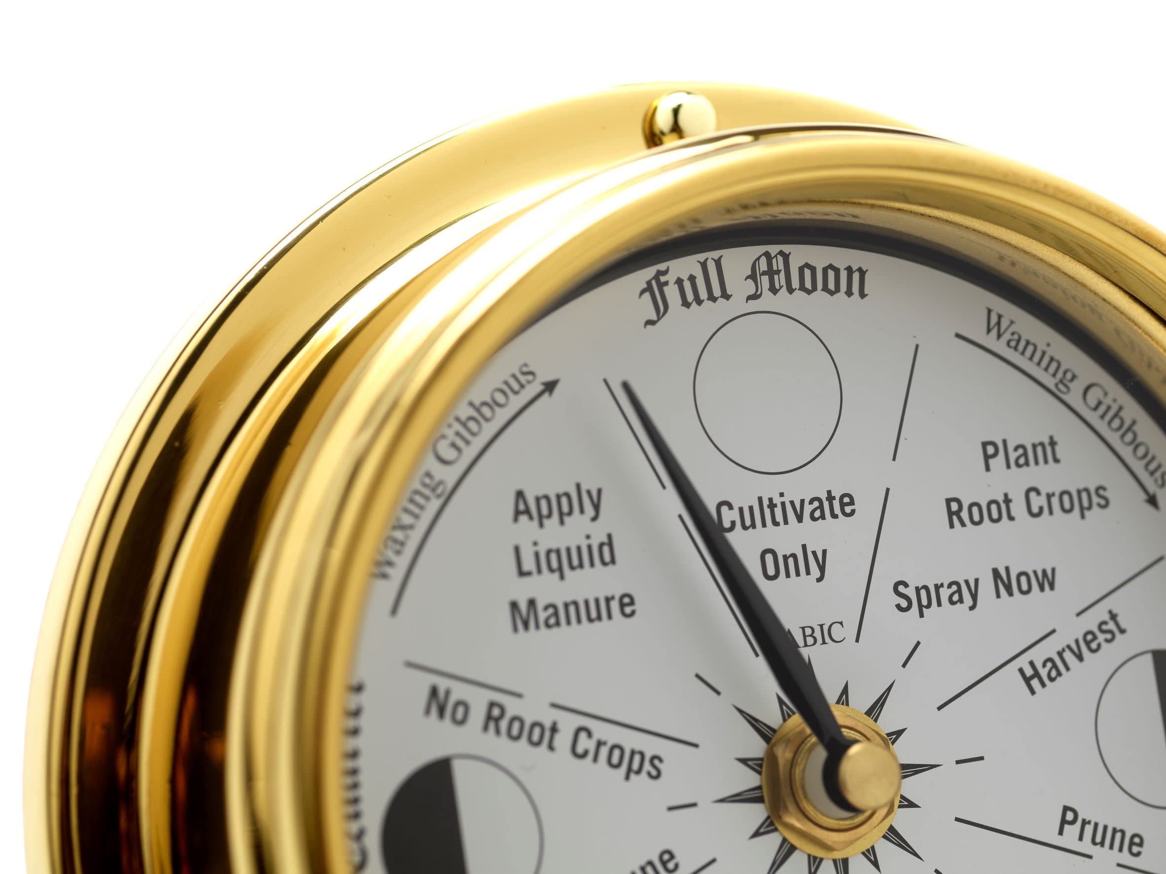 Classic Brass Moon Gardening Clock - Lunar Harmony Guide for Biodynamic & Organic Gardening | Essential Moon Phase Tracking Tool for Planting & Harvesting | Perfect for Home Gardeners & Sustainable Farming