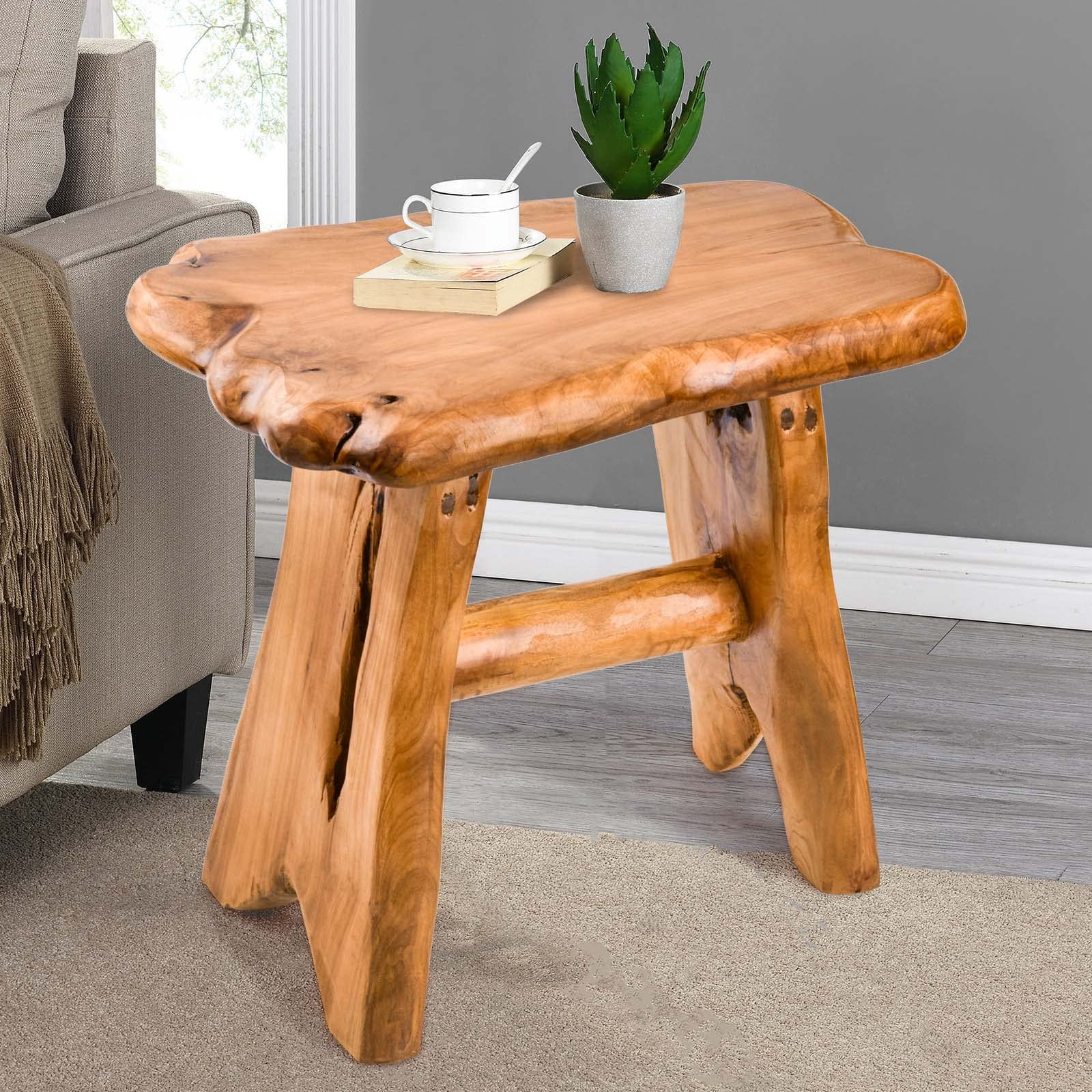 Handmade Live Edge Wood Step Stool - Unique Freeform Design for Home & Garden - Natural Plant Stand, Side Table for Living Room, Bedroom, Yard & Outdoor Decor