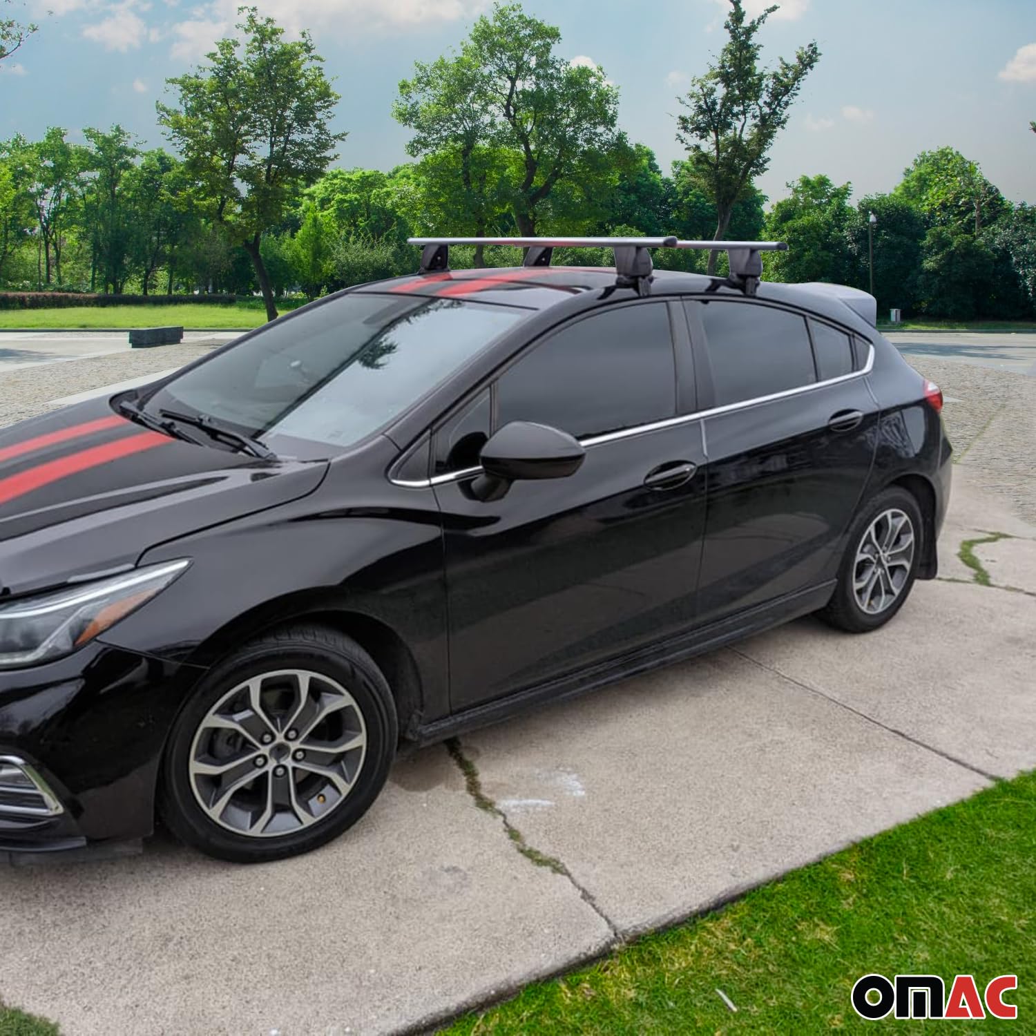OMAC Universal Roof Rack Cross Bars - Heavy Duty Aluminum Cargo Carrier for Lexus ES 350 (2019-2025) | 2-Piece Gray Set | Perfect for Road Trips, Camping & Outdoor Adventures