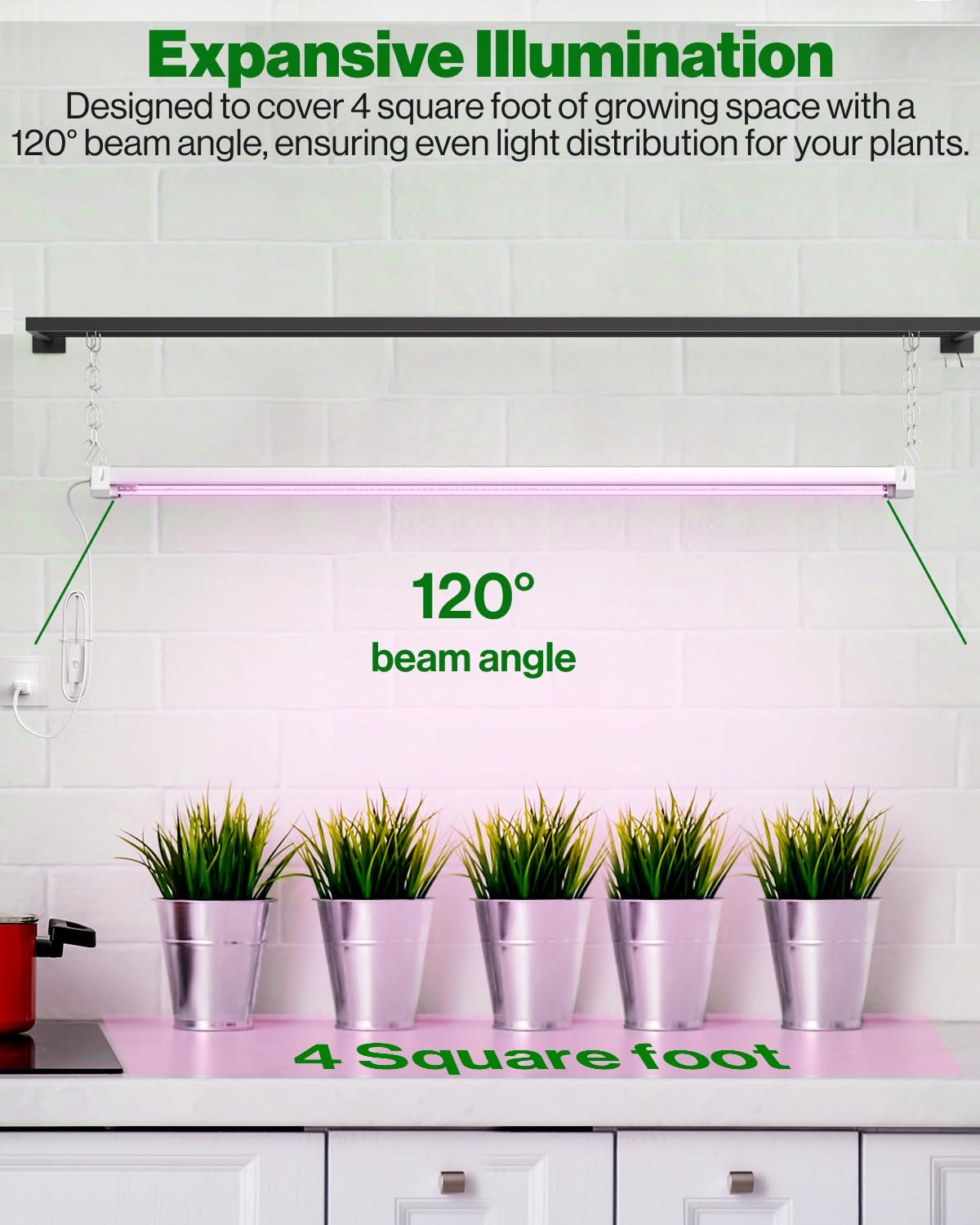 Sunco 4FT LED Grow Lights for Indoor Plants - 40W Full Spectrum Greenhouse Lighting, Hanging Suspended Fixture with Linkable Design (4 Pack) - Perfect for Seedlings, Vegetables, Flowers - Ideal for Hydroponics, Home Gardening & Commercial Greenhouses