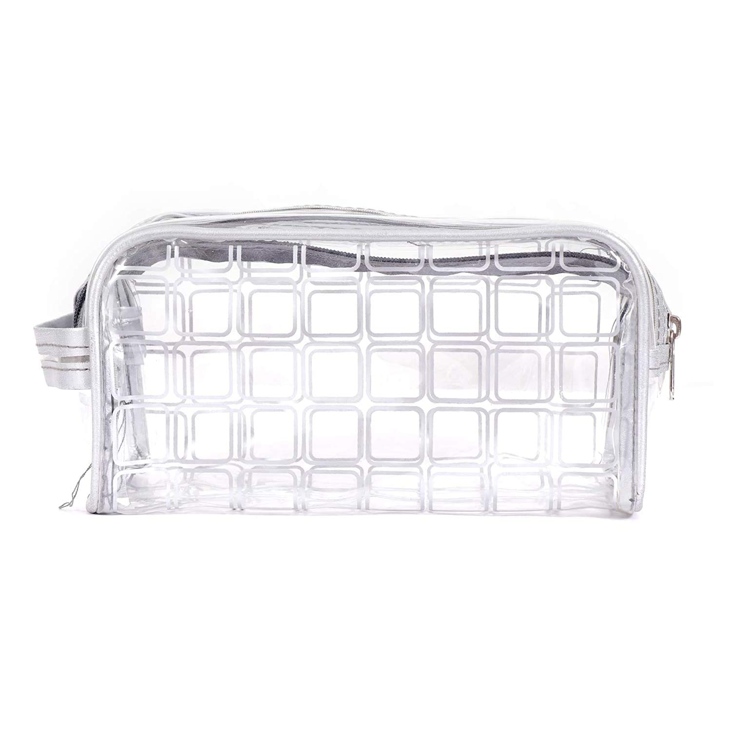 Shivarth Printed Clear PVC Cosmetic Bags Set - Waterproof Makeup Travel Toiletry Organizer with Zipper - 2 Pack for Women's Beauty Essentials Storage & Travel Packing Cubes