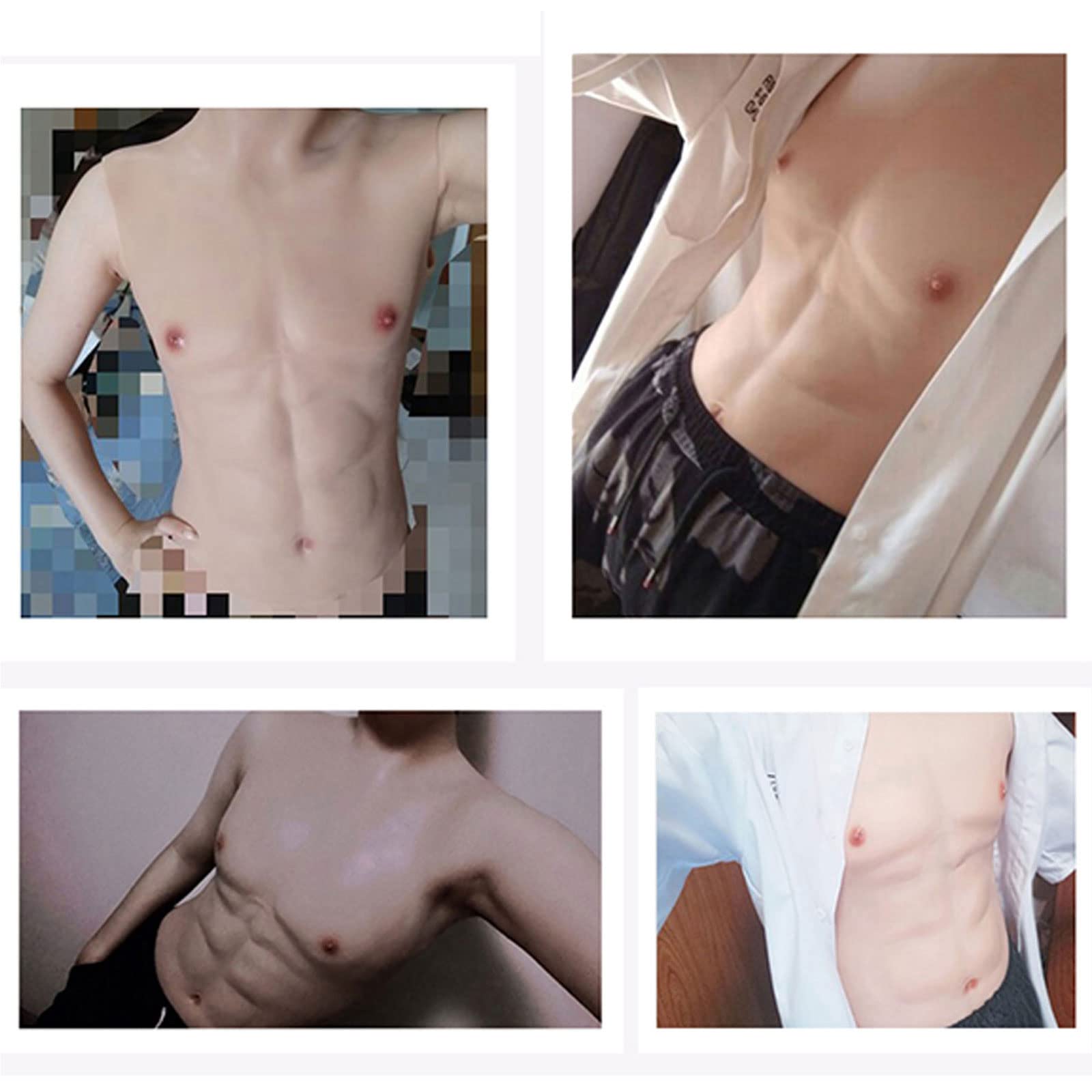 Realistic Muscle Suit for Men - Half Body Chest Silicone Shaper with Ultra Soft Simulation Skin - Perfect for Cosplay, Halloween Costumes, Bodybuilding Shows & Theater Performances