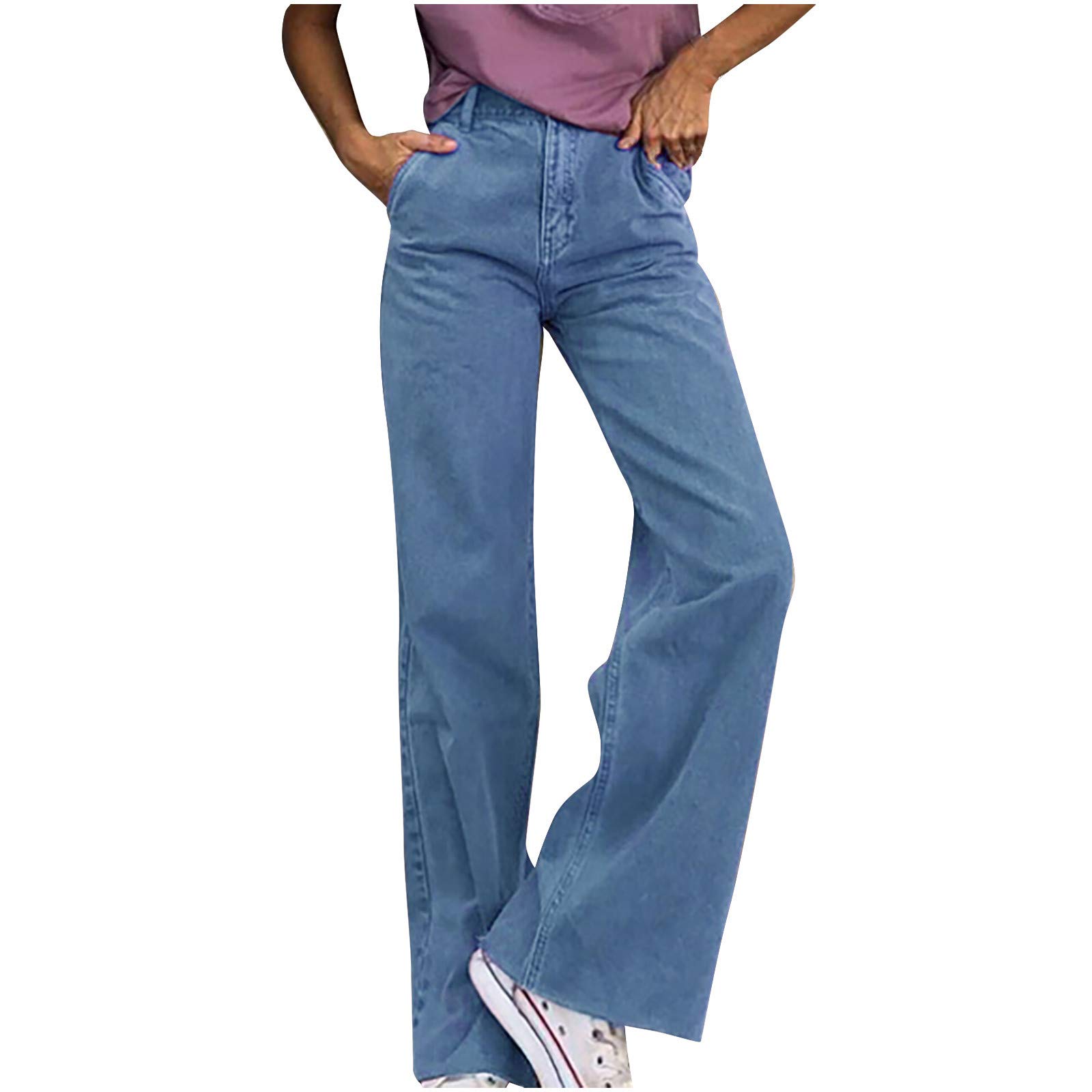 Bonilaan Women's High Waist Wide Leg Jeans - Stretch Denim Casual & Cowboy Pants with Button Down for Work or Everyday Wear | Perfect for Office, Dating & Outdoor Activities