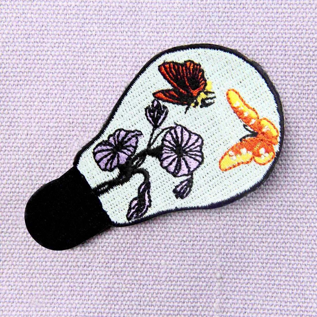 Butterfly and Flower Embroidered Iron On Patch - DIY Sew On Badge for Jackets, Bags, Hats & Clothing Decoration