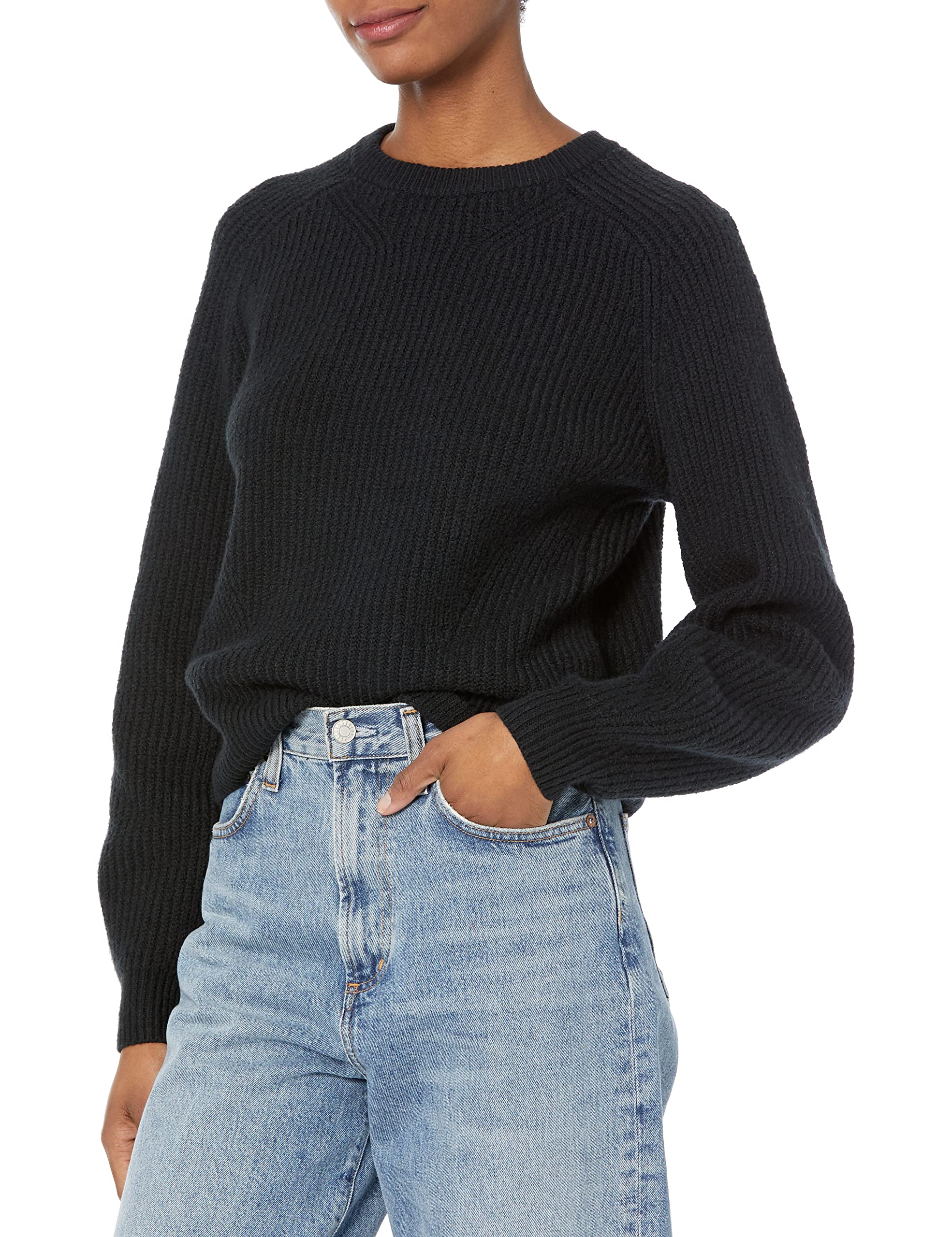 Amazon Essentials Women's Ribbed Long Sleeve Crewneck Sweater - Soft Stretch Knit Pullover for Fall & Winter, Casual Office Wear & Layering Outfits