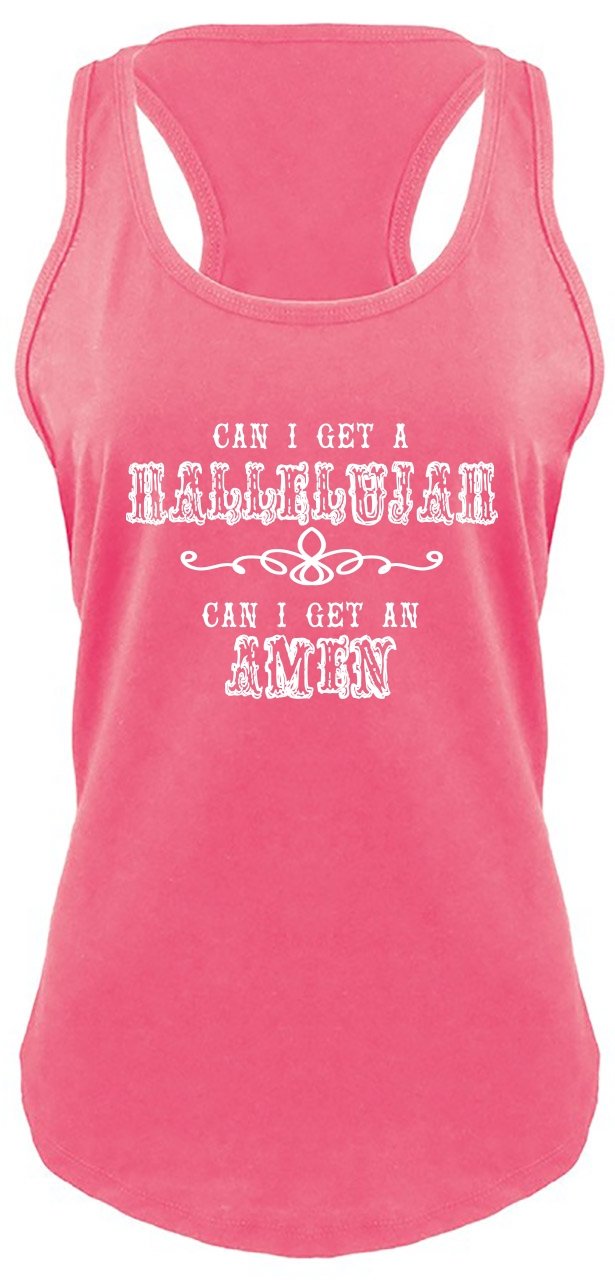 Funny Women's 'Can I Get A Hallelujah Amen' Racerback Tank Top - Church Humor, Casual Wear & Girls' Night Out