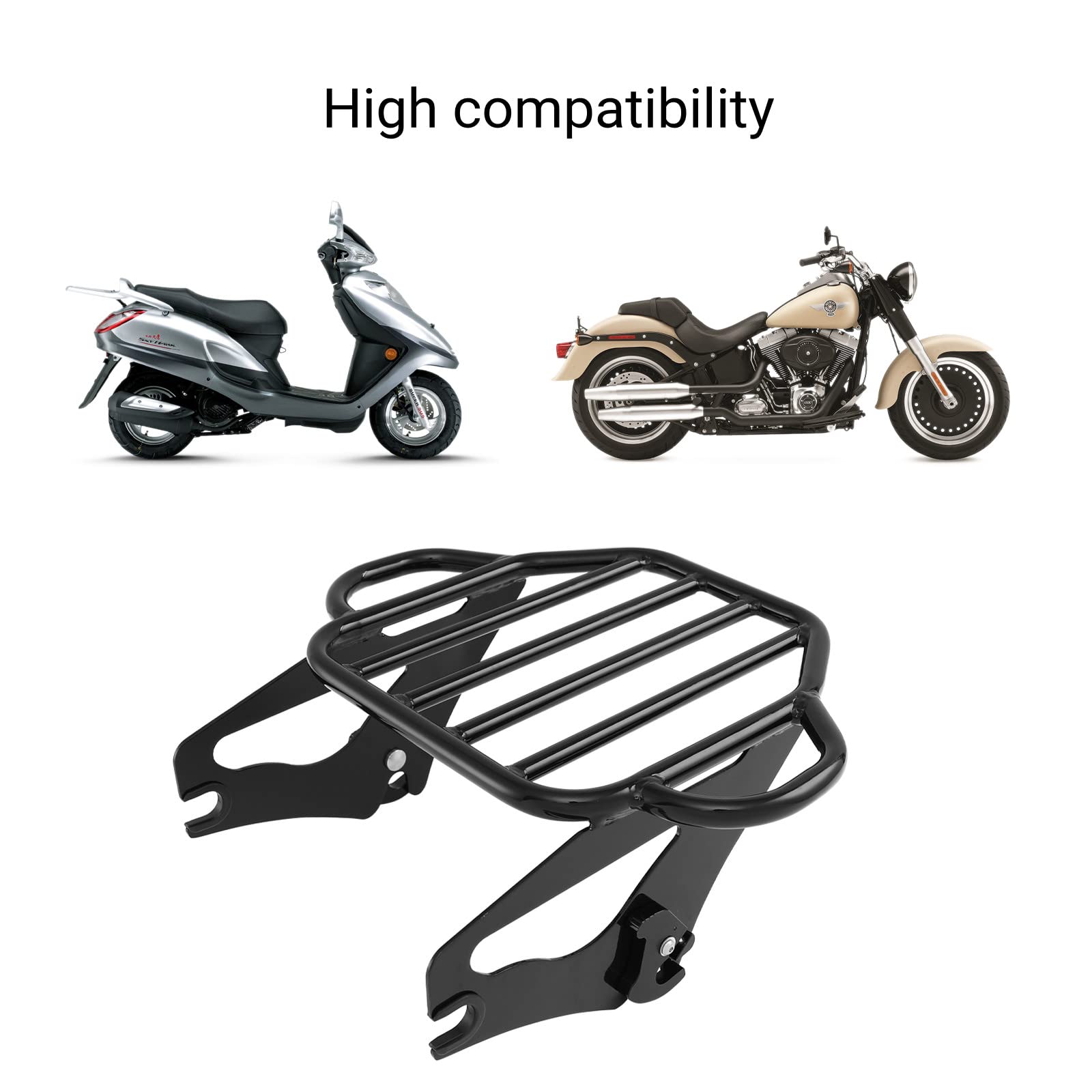 Detachable & Adjustable Two-Up Motorcycle Luggage Rack - Compatible with 2009-2022 Harley Road King, Road Glide, Street Glide & Electra Glide - Black Heavy Duty Rear Cargo Carrier for Long Rides & Touring
