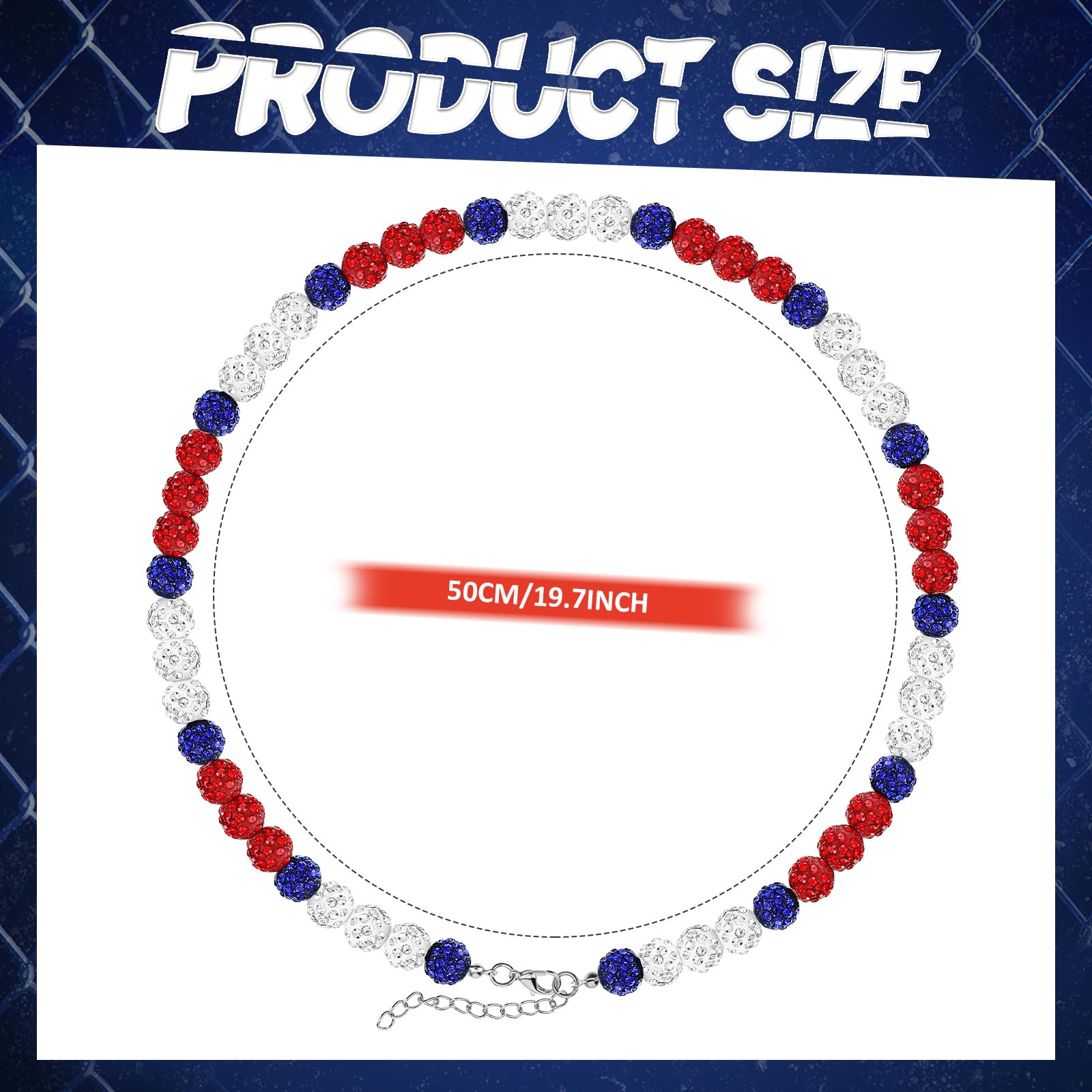 12 Pcs Bling Baseball Necklace - Iced Out Beaded Baseball Jewelry for Team Players, Lovers & Fans - Perfect for Games, Parties & Sports Events
