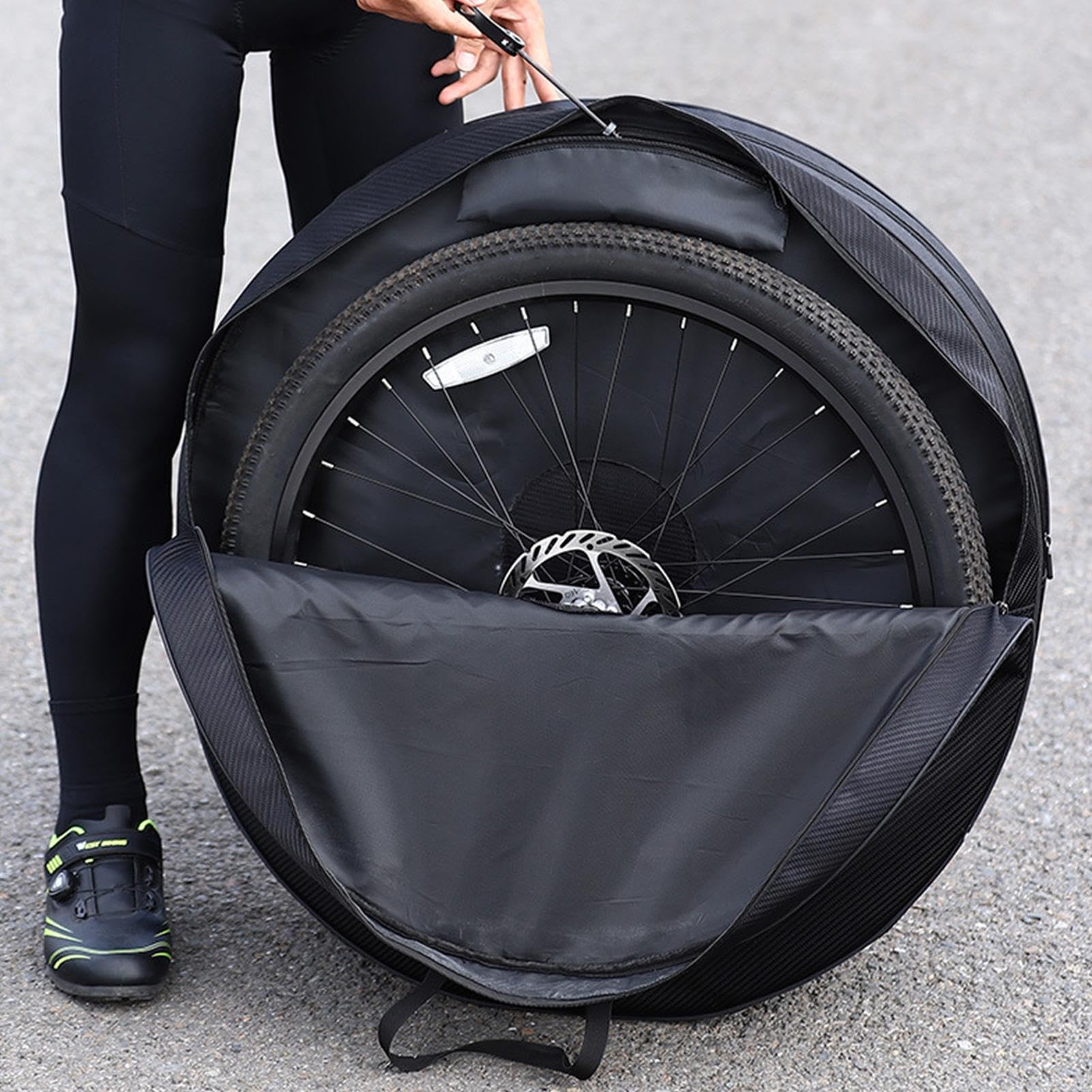 Durable Waterproof Tire Bag with Inner PE Board & Protective Handle - Removable Shoulder Strap for Road Wheelset - Perfect for Bicycle Storage, Travel & Transport Protection