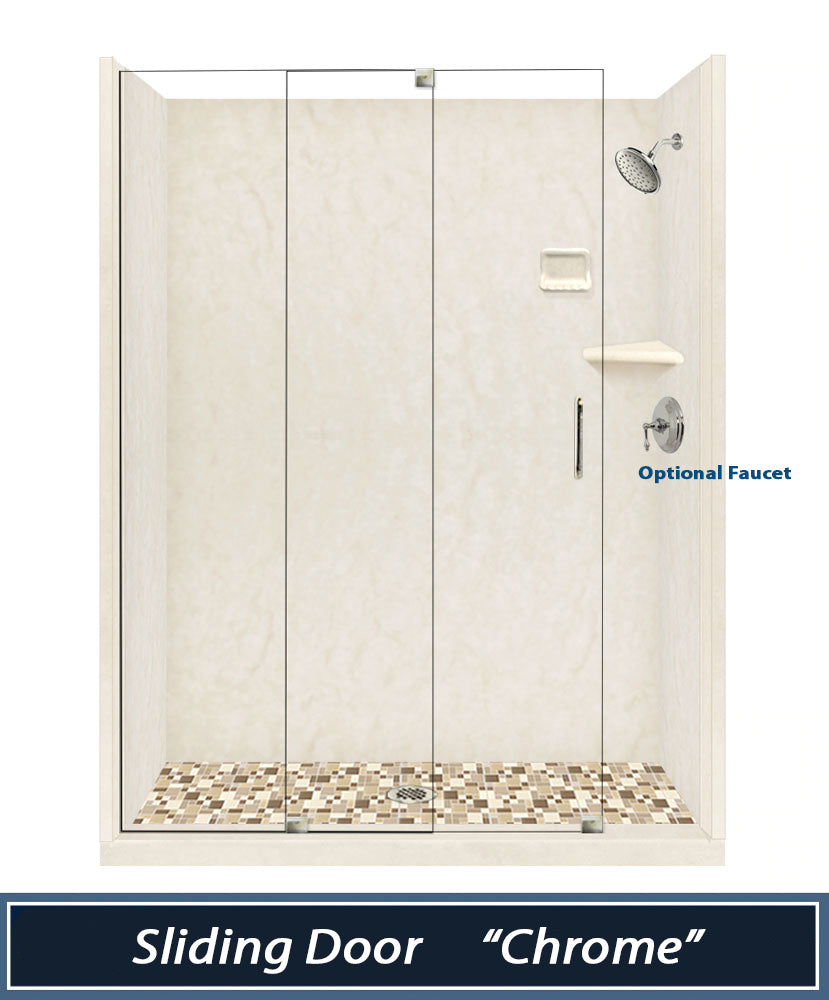Premium Rafe Marble Alcove Shower Kit with 3 Accent Options (Liner Optional) - Luxury Bathroom Upgrade for Modern Homes & Spa-Like Experience