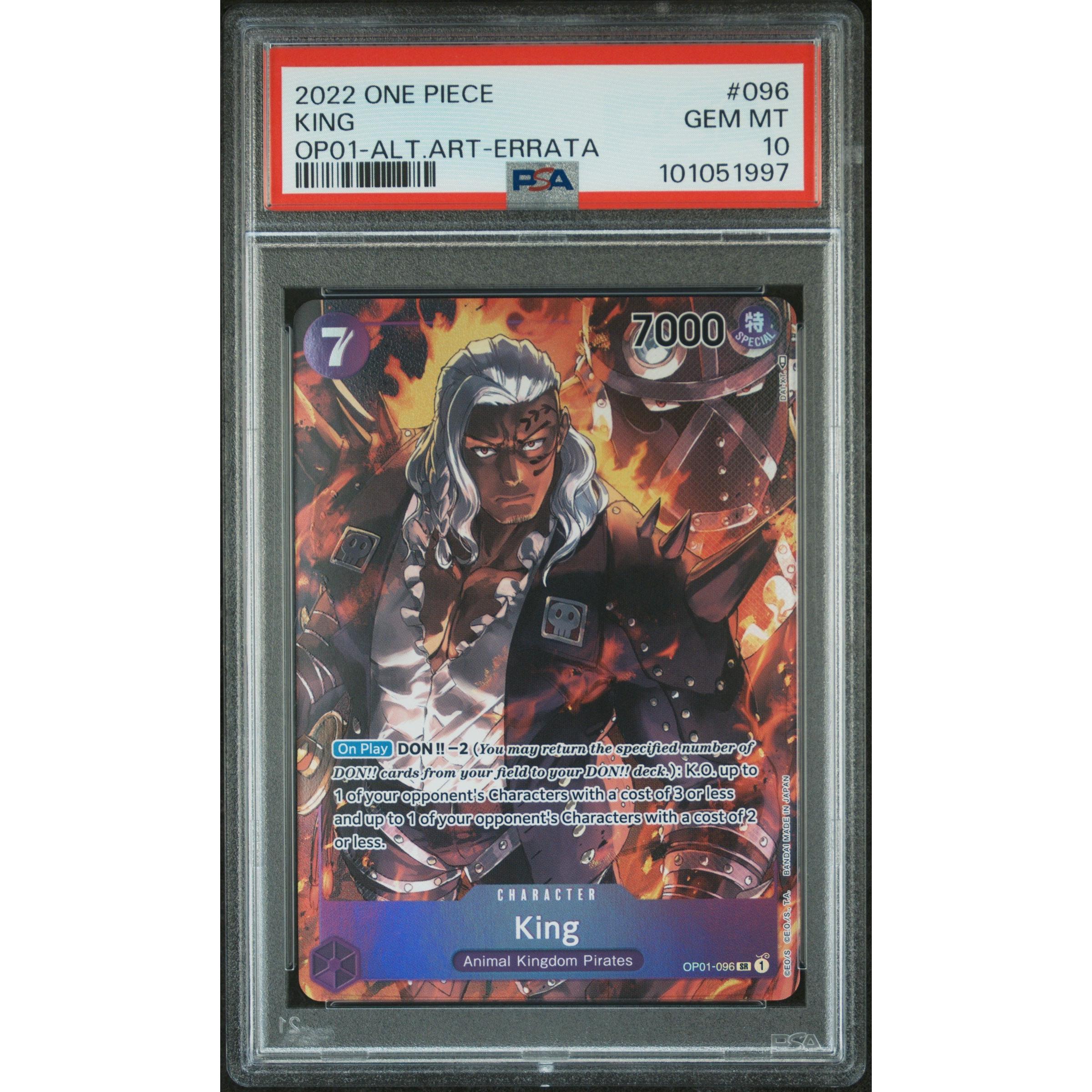 2022 ONE PIECE ROMANCE DAWN KING ERRATA 096 PSA 10 Graded Card - Rare Collectible for Anime Fans & Card Game Enthusiasts - Perfect for Display, Trading, and Investment