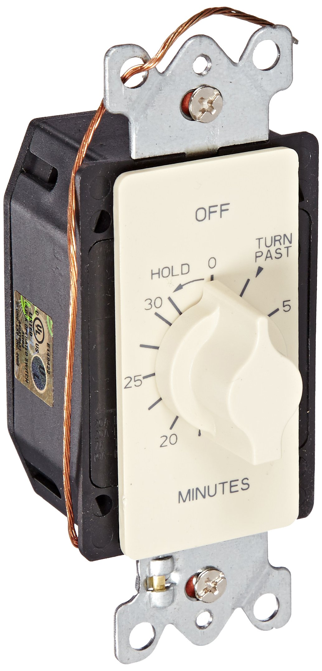 Auto-Off In-Wall Springwound Timer Switch with Hold Function - 30 Minute Countdown - Ivory - Perfect for Bathroom Fans, Kitchen Lights & Home Automation