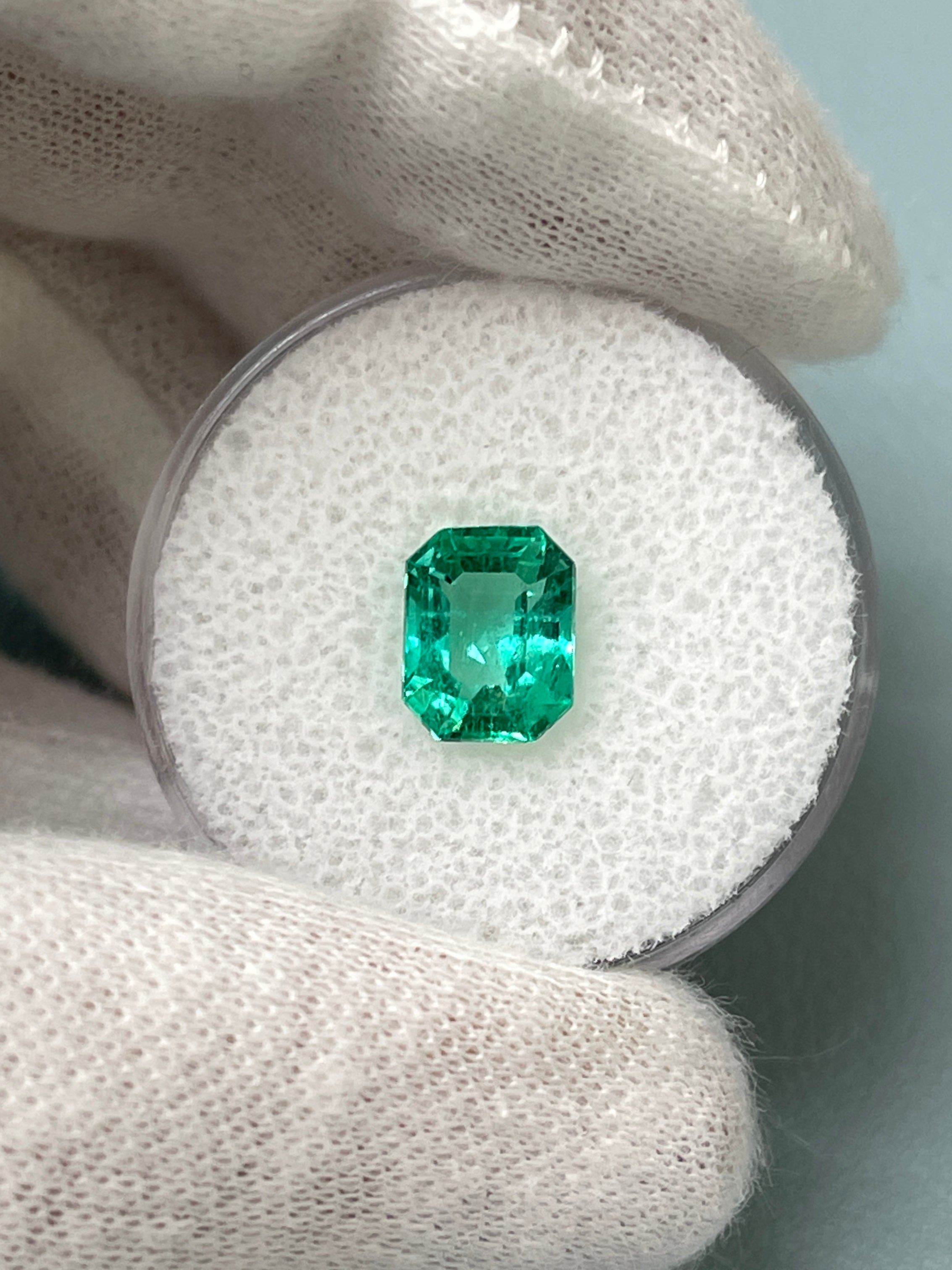 1.92 Carat Natural Colombian Emerald - 8.3x6.6mm Bluish Green Loose Gemstone | Emerald Cut with Ultra Glow | Perfect for Engagement Rings, Fine Jewelry & Collector's Pieces
