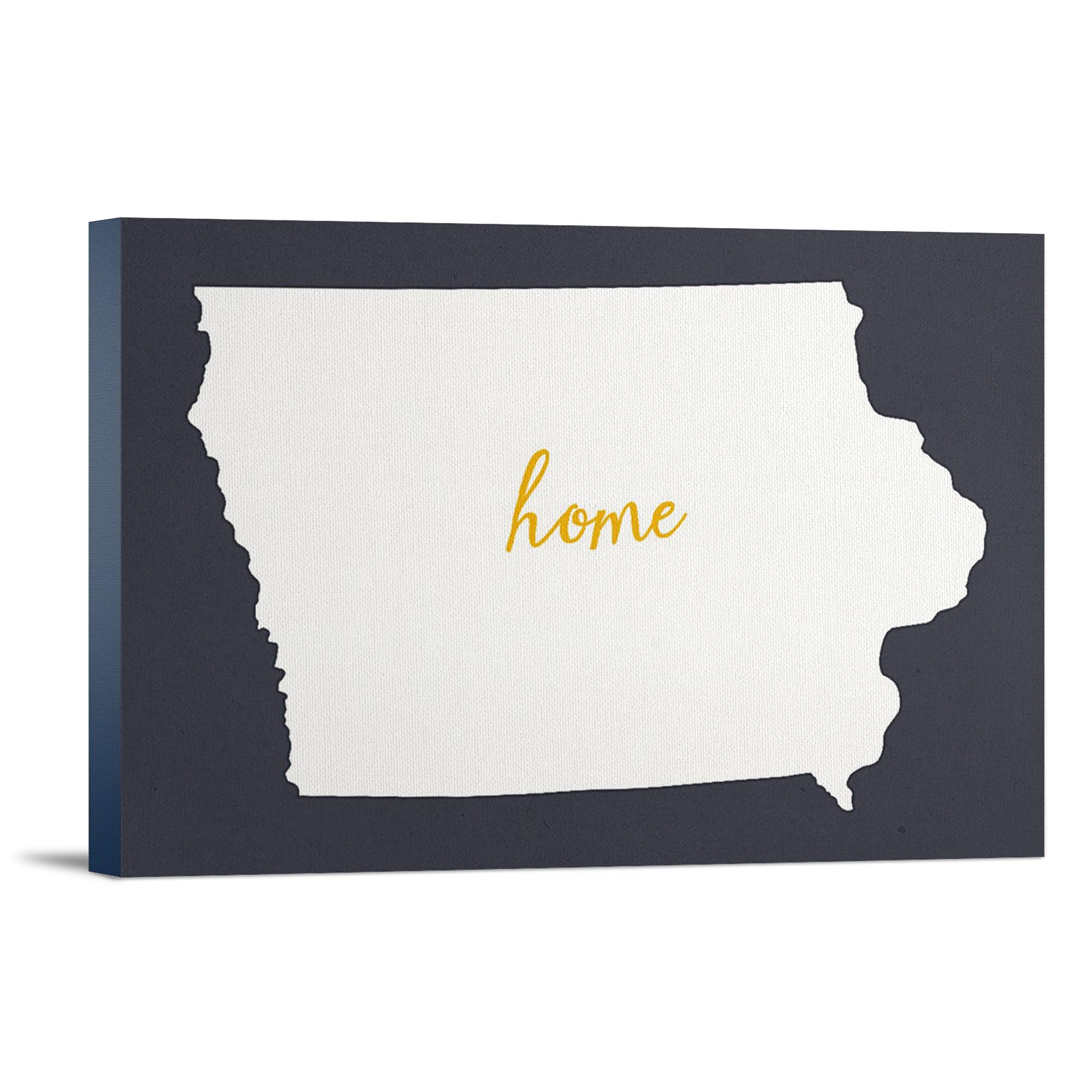 Iowa Home State White on Gray Canvas Wall Art - 16x24 Wrapped Canvas Print for Living Room, Bedroom & Office Decor