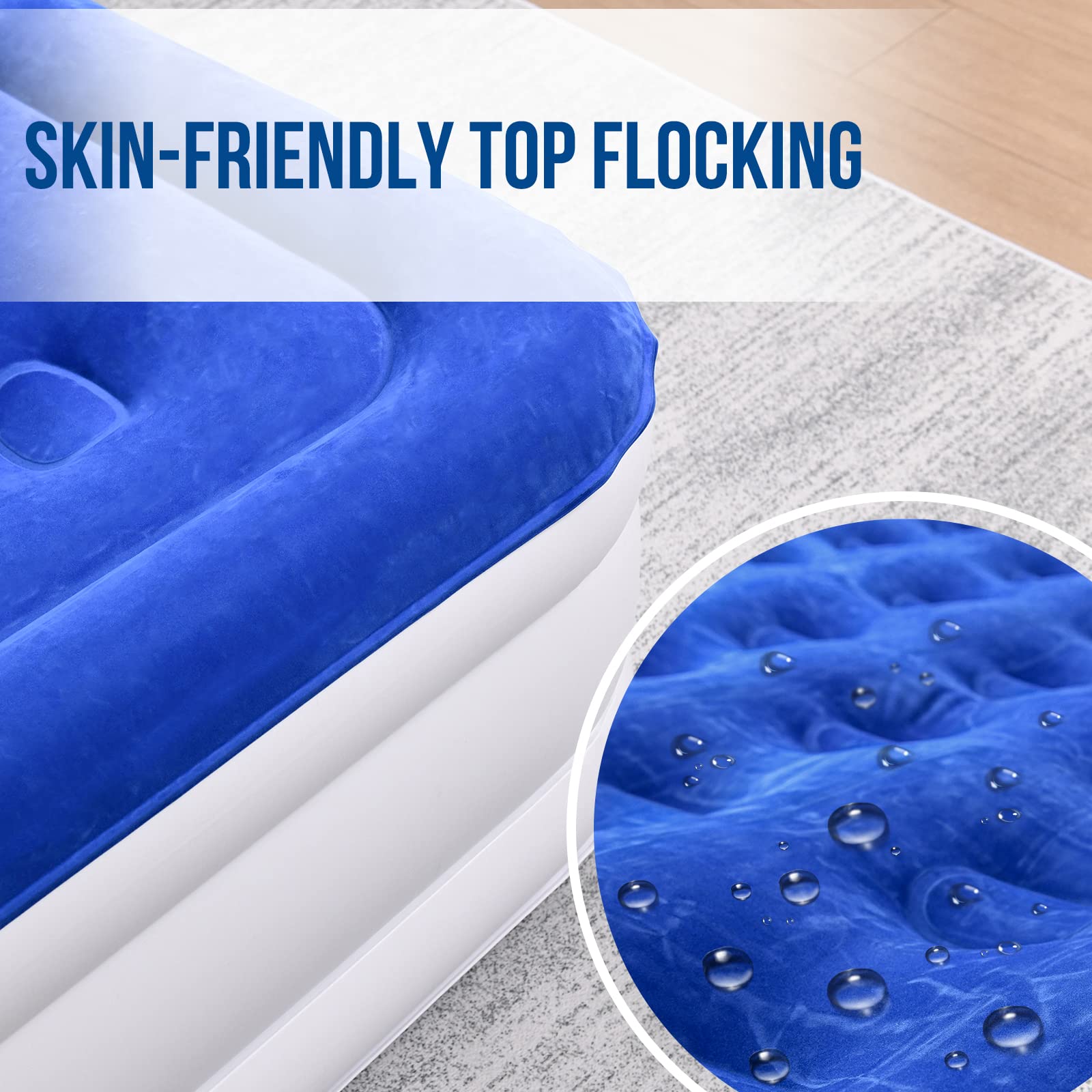**Queen Size Air Mattress with Built-in Pump - 20 Inch Double High Inflatable Air Bed for Home, Camping & Guests | 3-Minute Quick Inflation, Water-Resistant Flocked Top | Perfect for Spare Beds, Sleepovers & Outdoor Adventures**