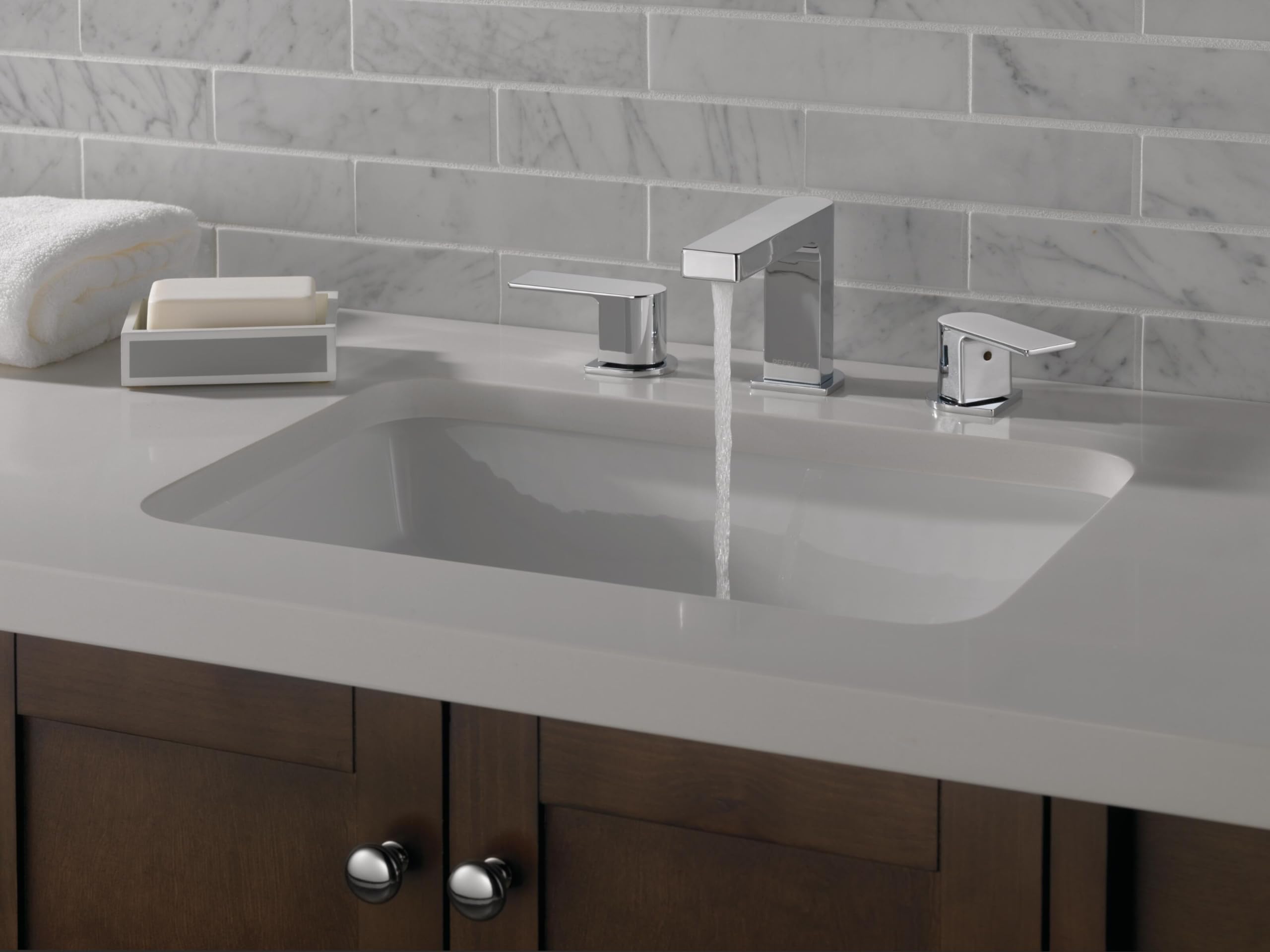Peerless Xander Widespread Bathroom Faucet - 3 Hole Chrome Bathroom Sink Faucet with Drain Assembly (Model P3519LF) - Perfect for Modern Bathroom Renovations and Vanity Upgrades