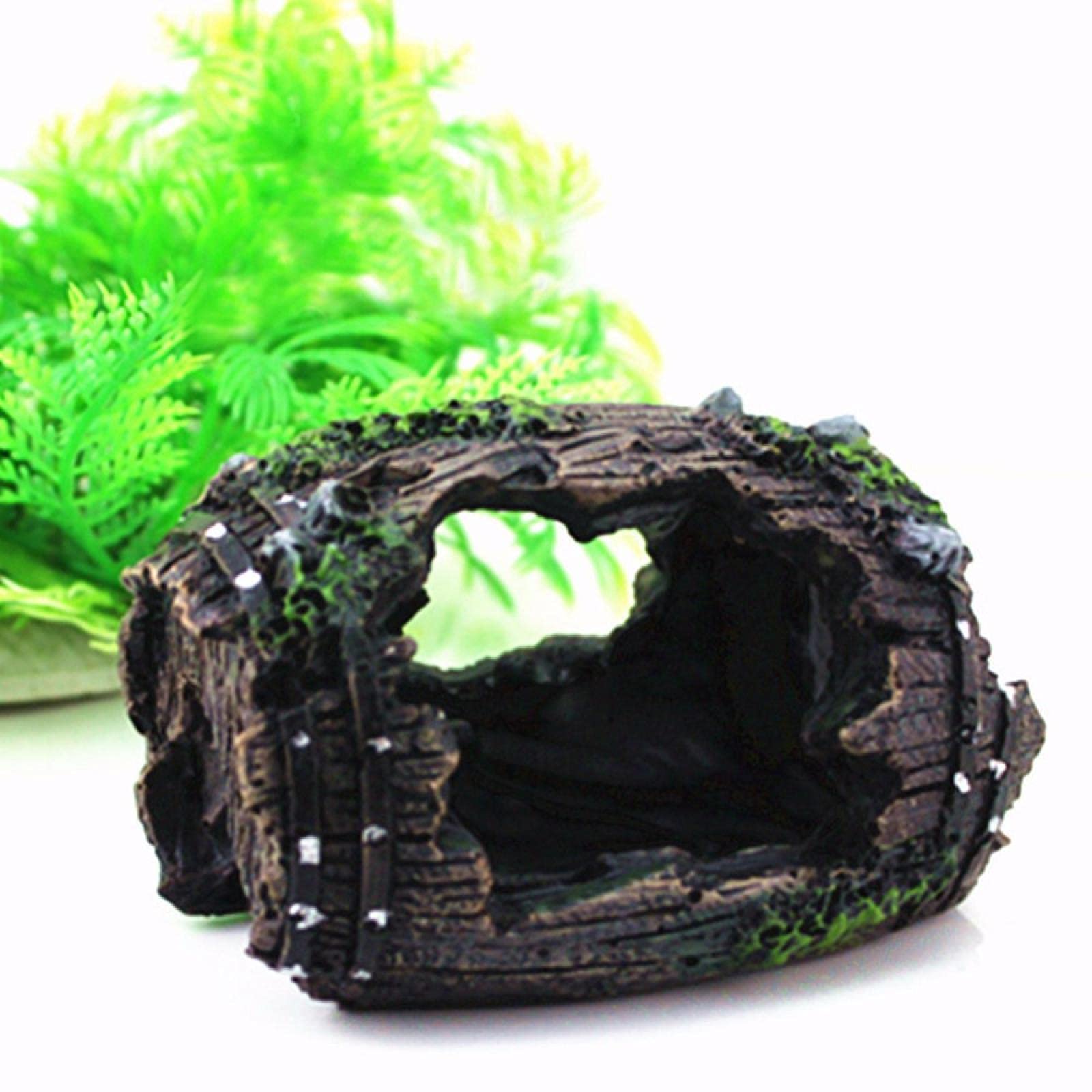 LIHDESTB Aquarium Decor - Resin Artificial Barrel Cave Ornament 6x9cm Black for Fish Tank Landscape | Perfect for Betta Fish, Shrimp Hideouts & Tropical Aquascaping