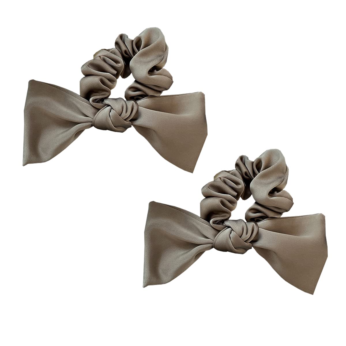 SciCent Satin Hair Scrunchies for Women & Girls - 2 Pack Silk Hair Bands for Frizz & Breakage Prevention, Soft Ponytail Holders (Coffee) - Perfect for School, Work & Everyday Styling