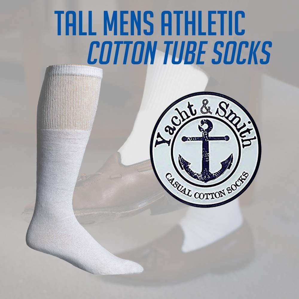 Yacht & Smith 28 Inch Men's Long Cotton Tube Socks - Bulk Wholesale (Size 10-13) - Perfect for Running, Basketball & Casual Wear