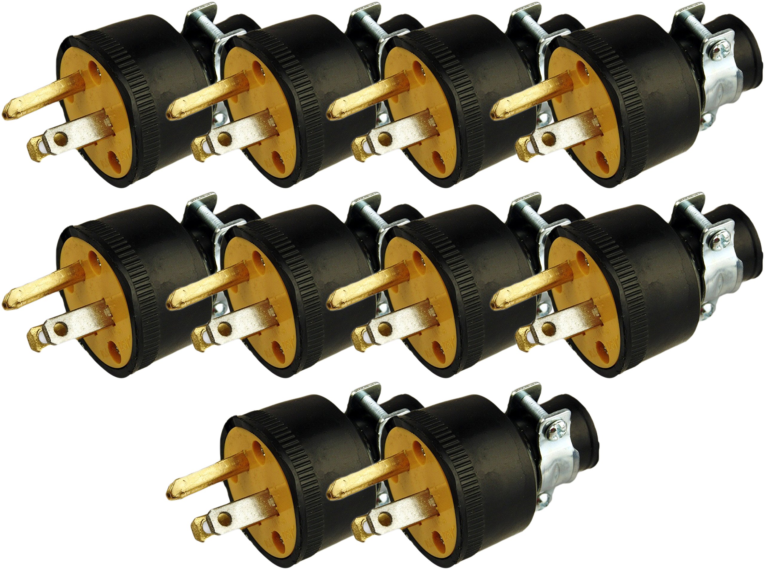 Black Duck Male Extension Cord Plugs (10-Pack) for Home & Office Use