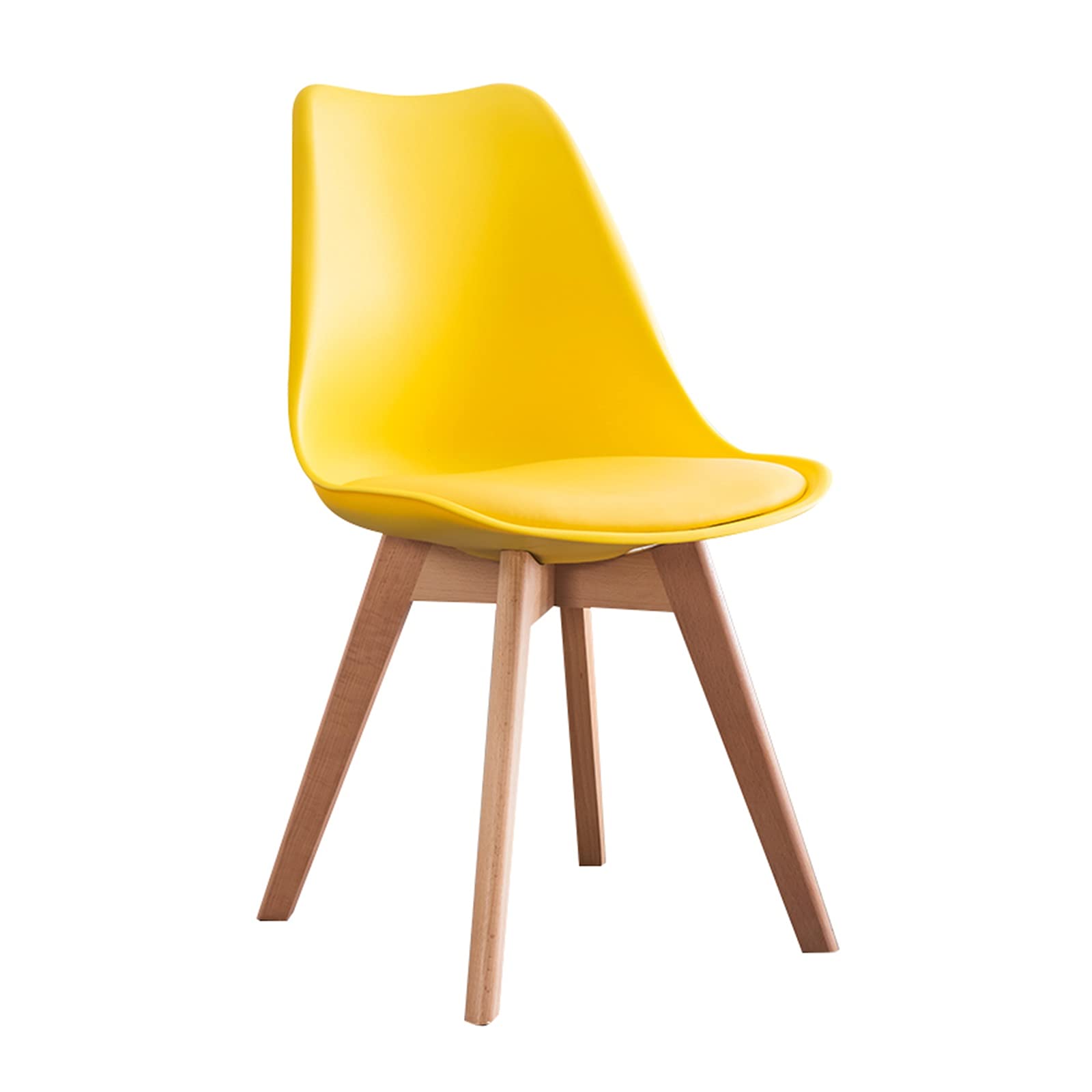 Modern Upholstered PU Faux Leather Dining Chairs with Beech Wood Legs - Set of 4 Contemporary Kitchen & Dining Room Chairs for Home, Restaurant, Office - Comfortable Side Chairs for Living Room & Bedroom (Yellow) - Perfect for Family Gatherings, Dinner Parties & Home Decor