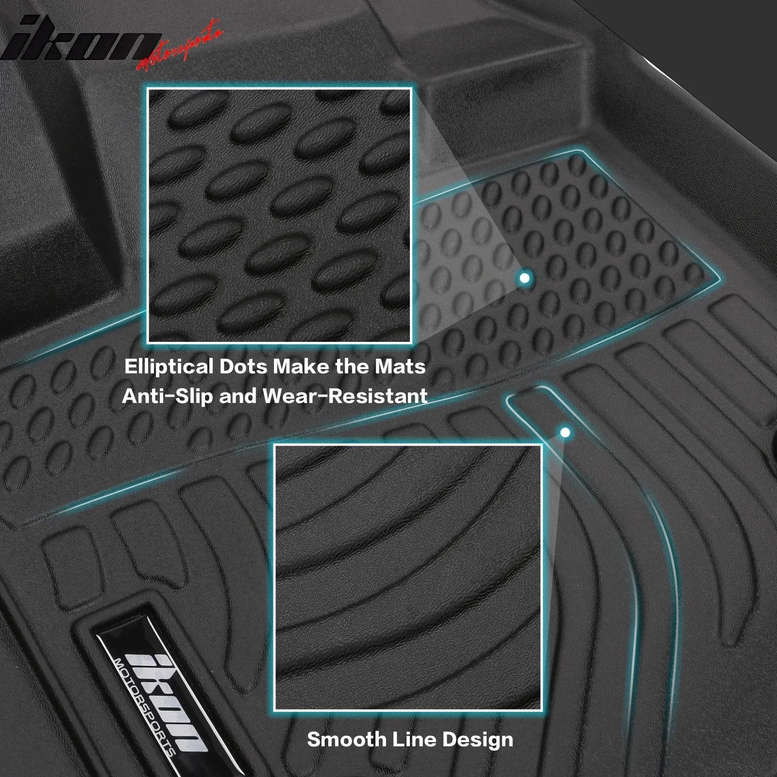 IKON 3D Molded All-Weather Floor Mats for 2016-2021 Honda Civic Sedan & Hatchback - TPE Thermo Plastic Elastomer Front & Rear Seat Protection (3-Piece Set, Black) - Perfect for Daily Commuting, Road Trips, and All-Season Vehicle Protection