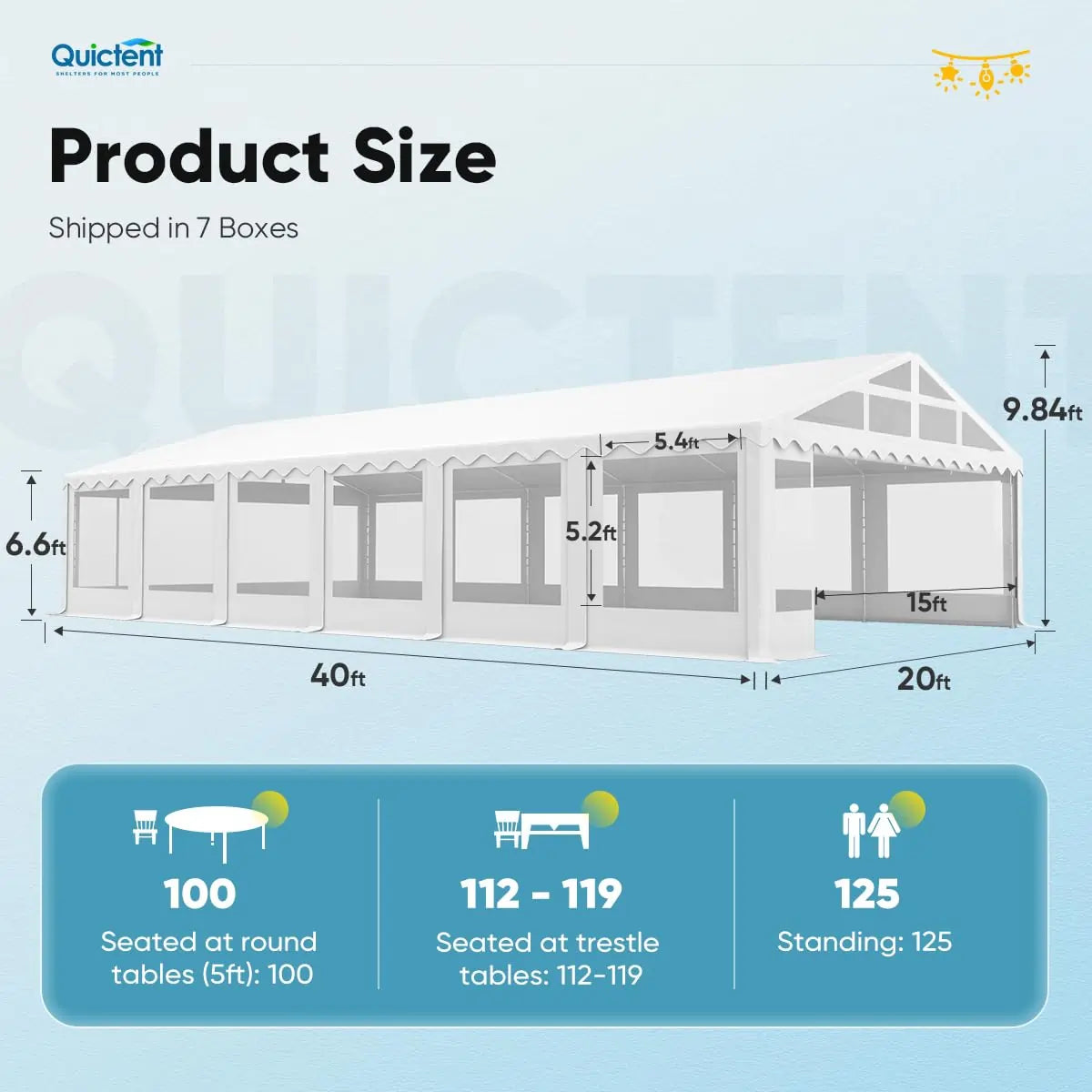 20' x 40' Party Tent with Clear Sidewalls - Waterproof Outdoor Canopy for Weddings, Events & Camping - Heavy Duty Commercial Shelter with Removable Walls