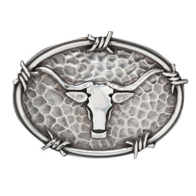 Ariat Hammered Oval Barbwire Edge Steer Buckle - Western Style Belt Buckle for Cowboy Boots & Jeans | Perfect for Rodeo, Ranch Work & Country Fashion
