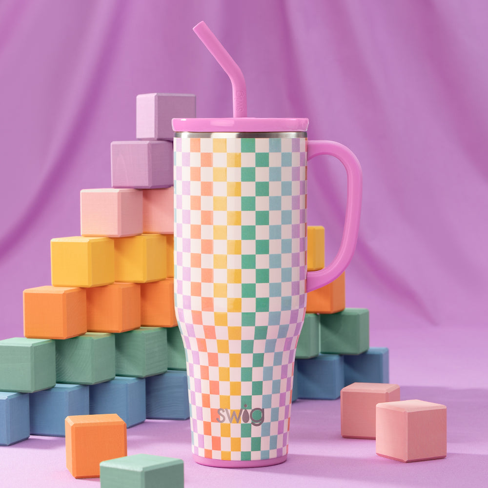 Check Mate Mega Mug 40oz - Large Insulated Stainless Steel Tumbler with Lid & Straw - Perfect for Coffee, Tea, Smoothies - Ideal for Home, Office, Travel & Outdoor Activities