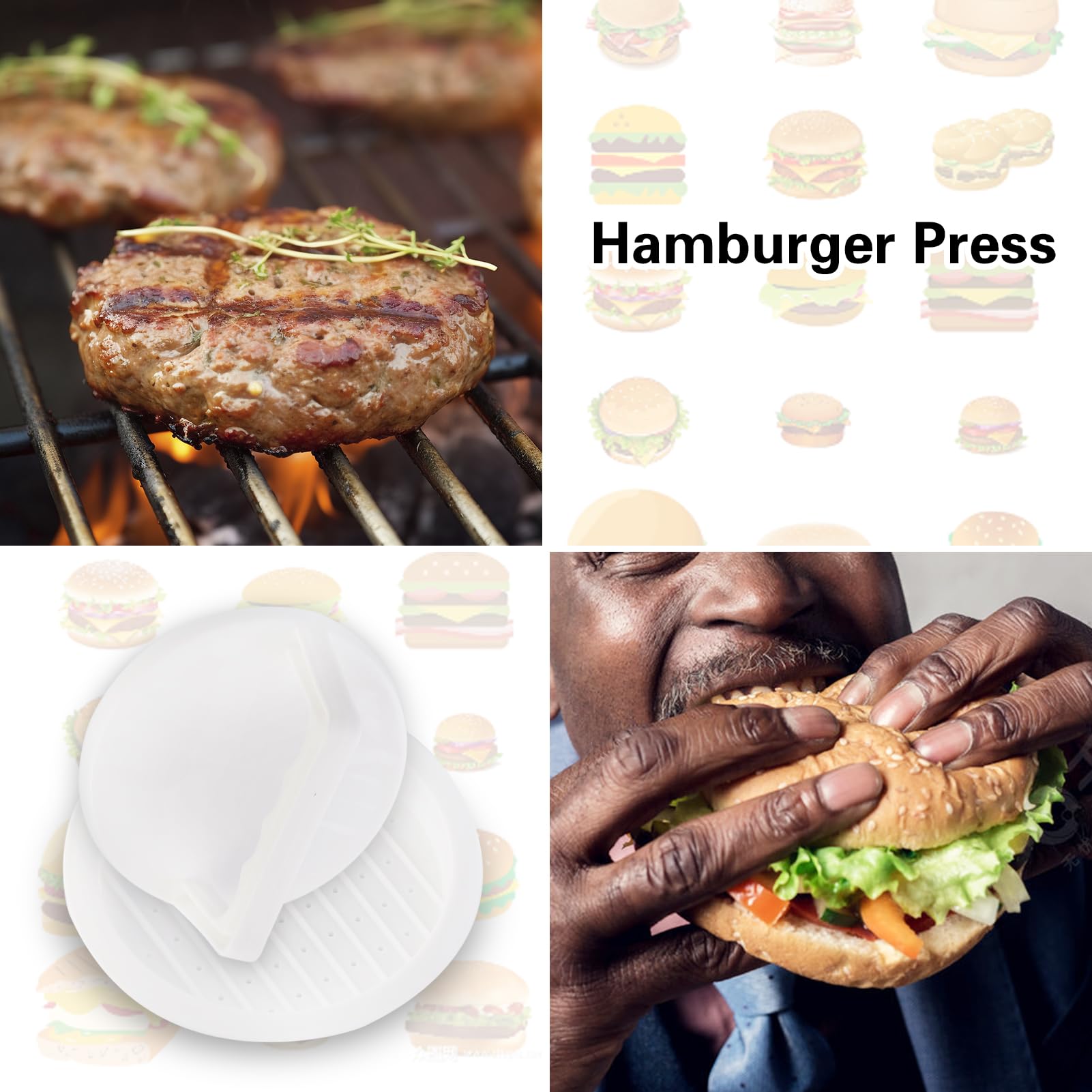 Non-Stick Burger Press Patty Maker - 2 Pack Round Hamburger Mold for Grilling, BBQ & Smashed Burgers - Perfect for Beef, Sausage & Stuffed Patties - Essential Kitchen Gadget for Outdoor Cooking & Backyard Parties