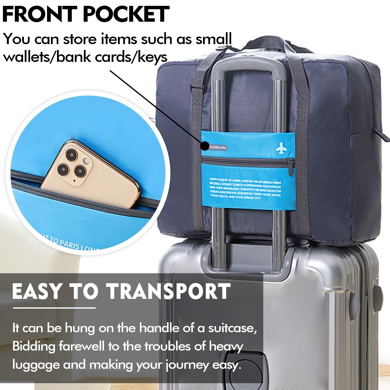 Foldable Travel Duffel Bag - Water Resistant Gym Tote & Carry On Luggage for Sports, Weekend Trips & Overnight Stays - Perfect for Workouts, Travel & Outdoor Adventures