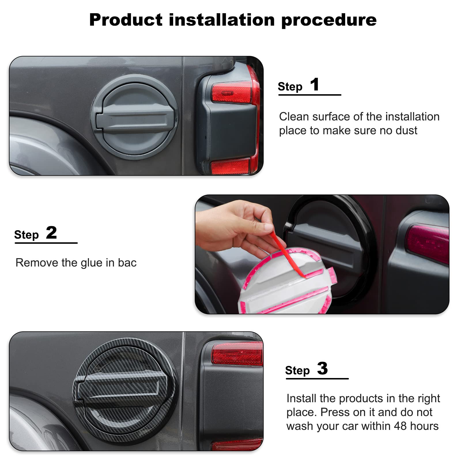 Carbon Fiber Fuel Filler Door Cover for Jeep Wrangler JL JLU (2018-2022) - Durable Gas Tank Cap Decoration & Exterior Accessories - Perfect for Off-Roading & Custom Car Styling