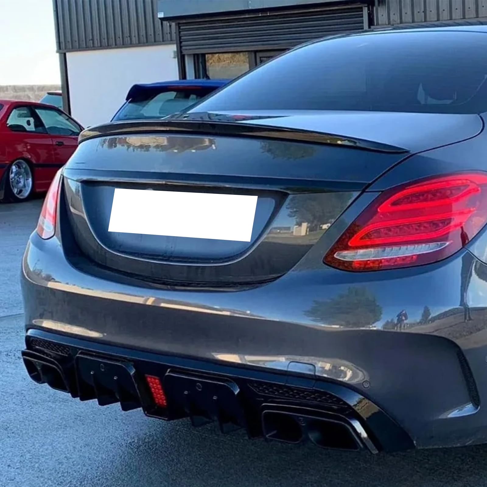 Rear Diffuser for 2015-2021 Mercedes-Benz W205 C-Class C63/C63S AMG (B Style) - Gloss Black ABS Painted Rear Bumper Diffuser Set - Upgrade Your Luxury Sedan's Sporty Look