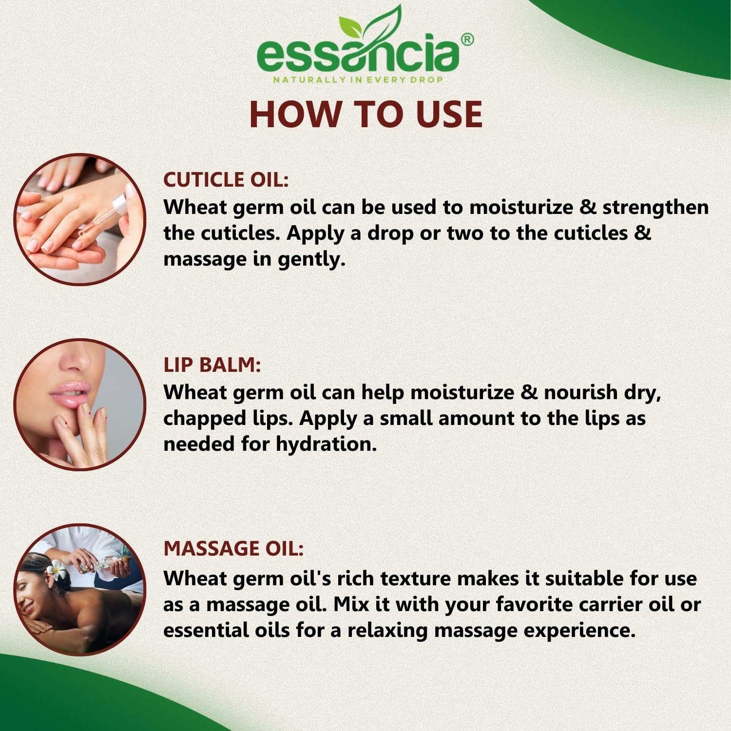 Essencia Pure Cold Pressed Unrefined Wheat Germ Oil - 100% Natural Hair Care, Skin Care & Health Supplement - Therapeutic Grade for Dry Scalp, Anti-Aging & Nourishment (30ml) - Perfect for Daily Moisturizing, Massage & DIY Beauty Recipes