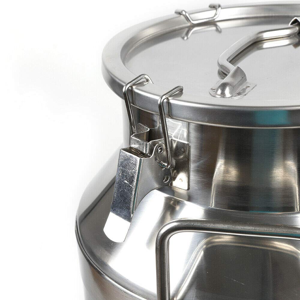 40L Stainless Steel Milk Can - Airtight Storage Container for Milk, Wine & Liquids - Sealed Lid Transport Jug for Dairy, Brewing & Bulk Liquid Storage - Perfect for Farms, Wineries & Commercial Kitchens