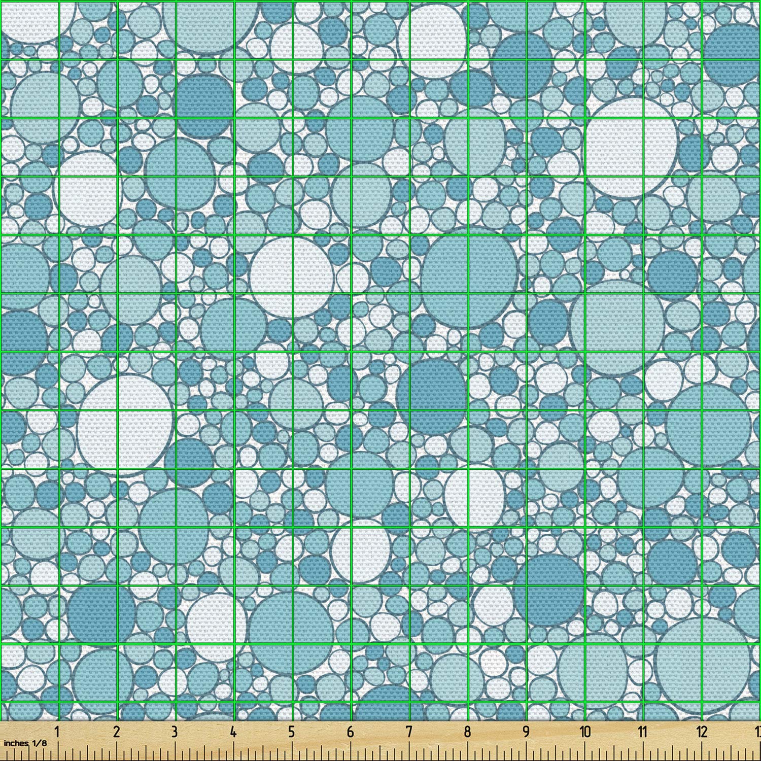 Ambesonne Abstract Fabric by The Yard - Modern Aqua Bubble Pattern Upholstery Material for Sofa, Curtains & Home Decor | 1 Yard Turquoise Teal | Perfect for DIY Projects, Throw Pillows & Wall Hangings