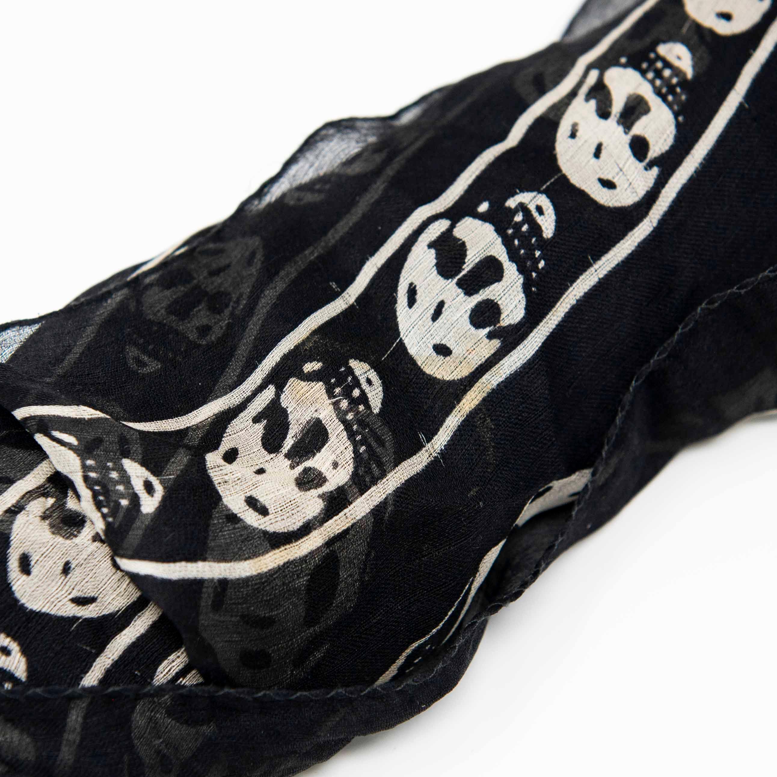 Alexander McQueen Black Silk Scarf with Skull Design - Luxury Fashion Accessory for Women, Perfect for Parties, Weddings, and Evening Events