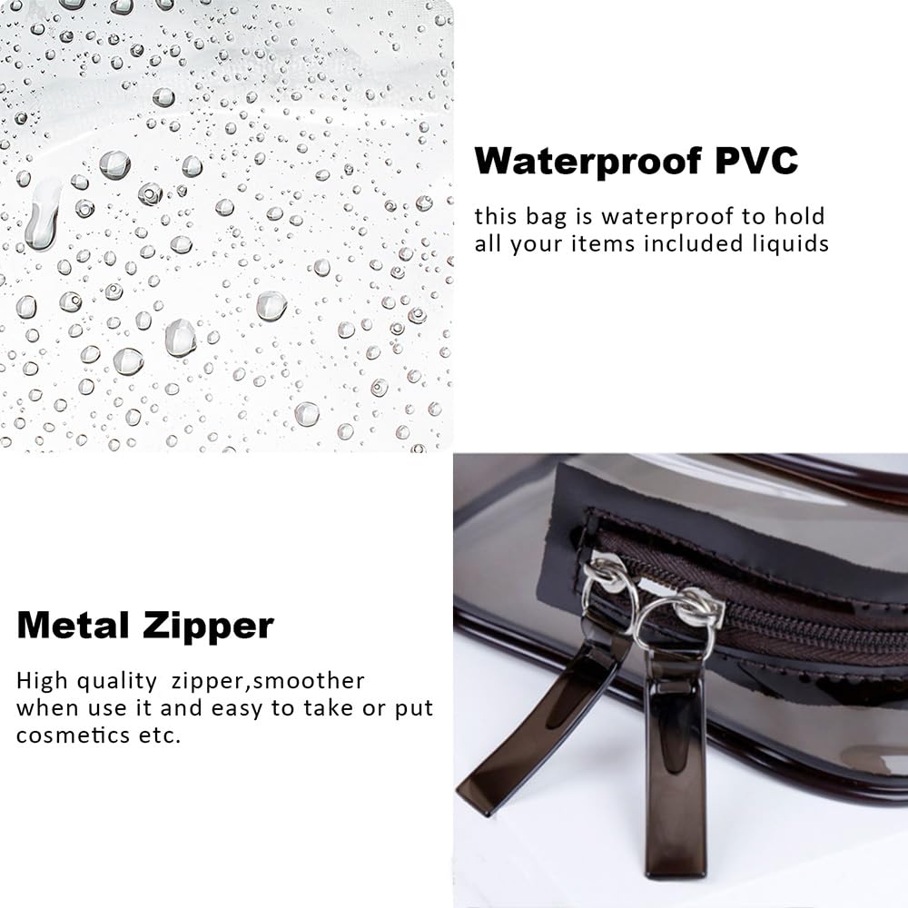 2 Pack Clear Makeup Bags - TSA Approved Travel Toiletry Organizer for Cosmetics | Waterproof Carry-On Cosmetic Pouch for Airport, Beach & Daily Use | Portable Clear Travel Essentials Bag for Women & Men