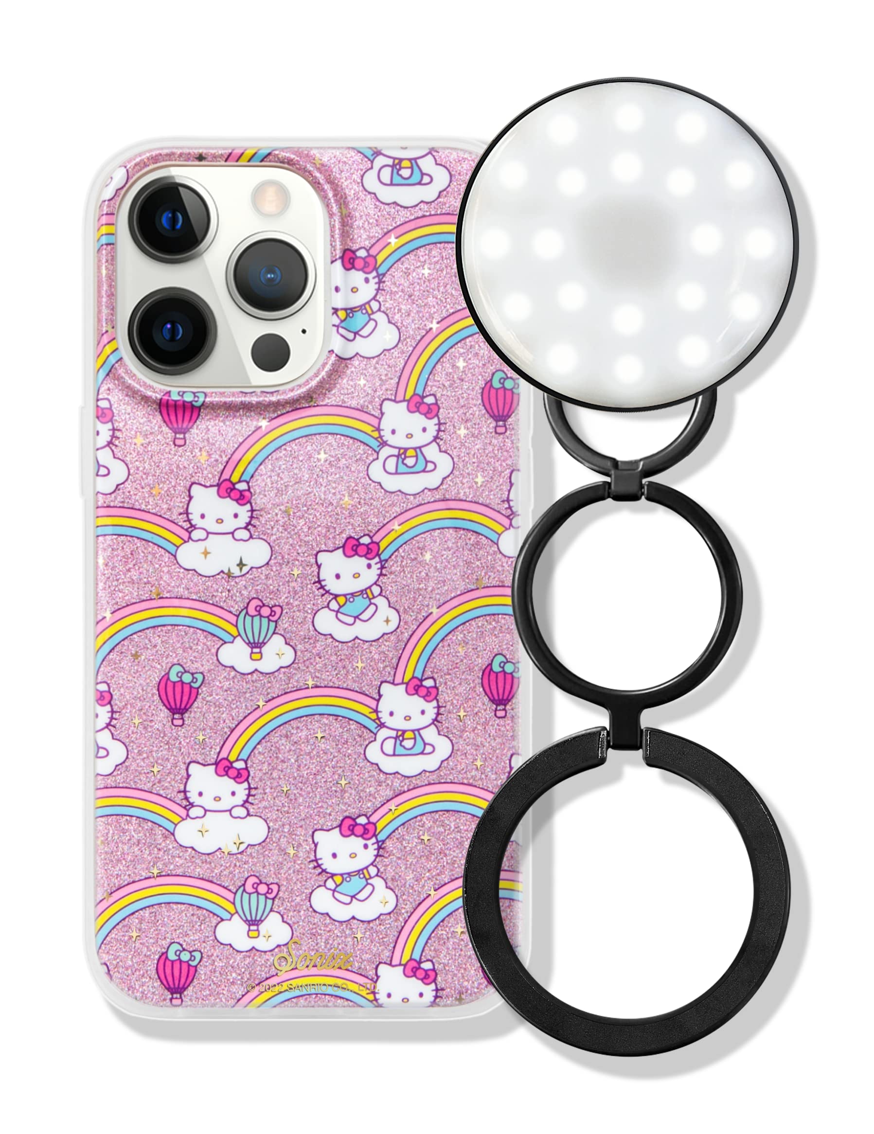 Sonix Rainbow Hello Kitty MagSafe iPhone 13 Pro Max Case with MagLink Pop-Up Light - Cute Protective Phone Cover for Women & Girls | Perfect for Everyday Use, Selfies & Night Out Accessories