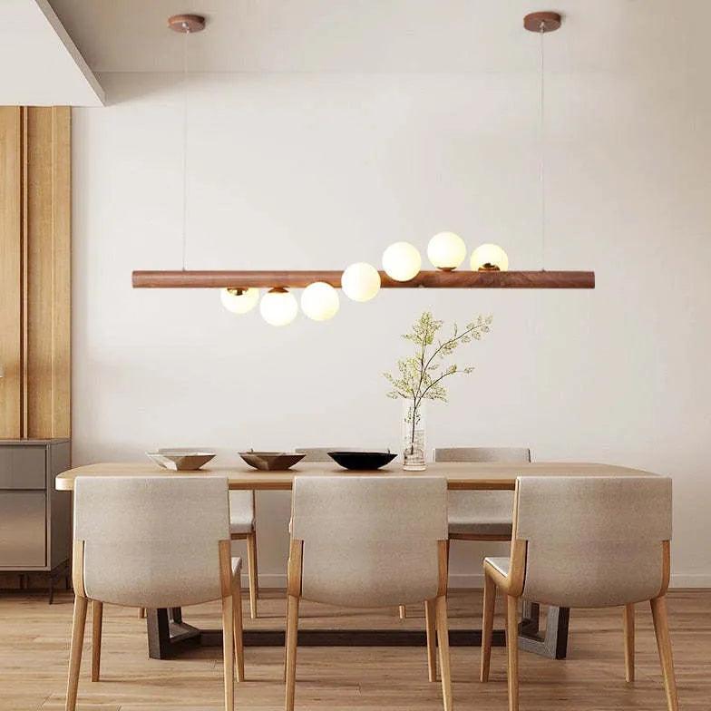 Modern Wooden Glass Ball Industrial Nordic Pendant Light - Vintage Edison Bulb Fixture for Dining Room, Kitchen Island, Living Room & Bedroom Lighting