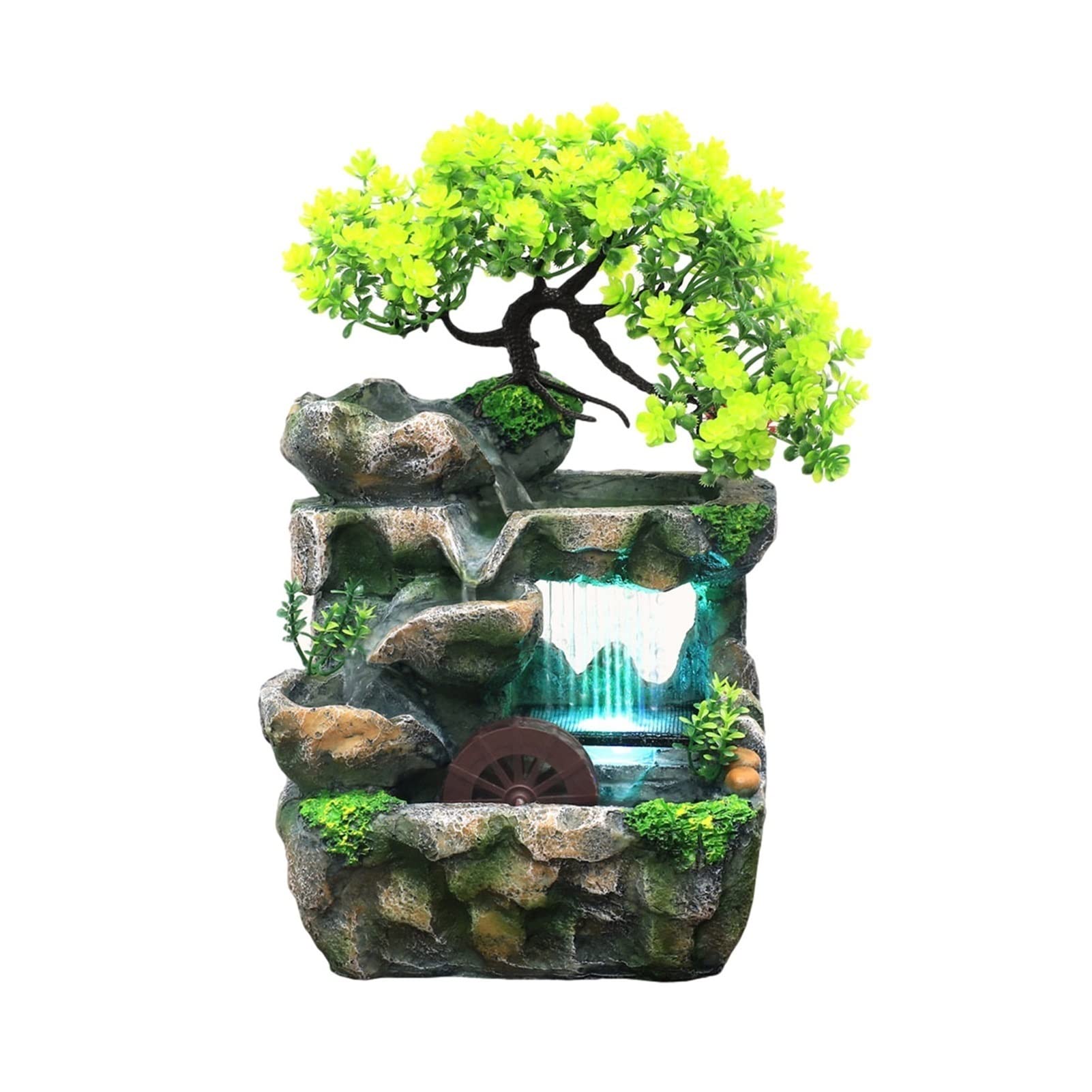 Rocky Falls Indoor Tabletop Water Fountain with Color-Changing LED - Zen Desktop Waterfall for Home, Office, Meditation & Relaxation - Perfect for Desks, Living Rooms, and Bedrooms