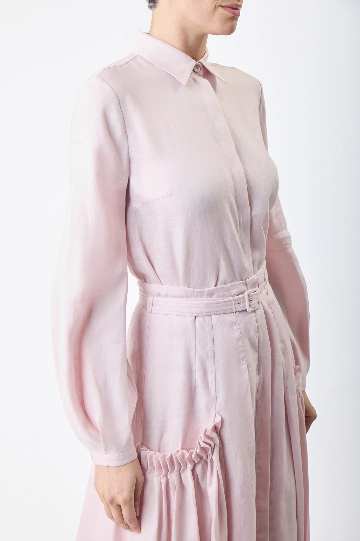 Cyrielle Pleated Midi Skirt - Blush Aloe Linen Wrap Skirt for Women | Summer Beach Vacation, Brunch & Office Wear