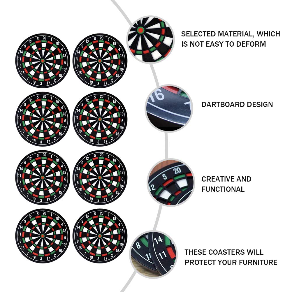 ARTIBETTER 8-Piece Coaster Set - Cork Dartboard Cup Mats, Round Heat-Resistant Drink Coasters for Tea, Coffee & Beverages - Perfect for Home, Office & Pub Use