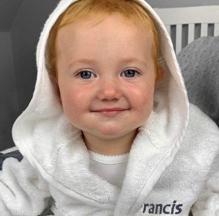 Personalized Grey Baby Bathrobe for 6-12 Months - Soft & Cozy Hooded Infant Robe for Bath Time & Photo Shoots